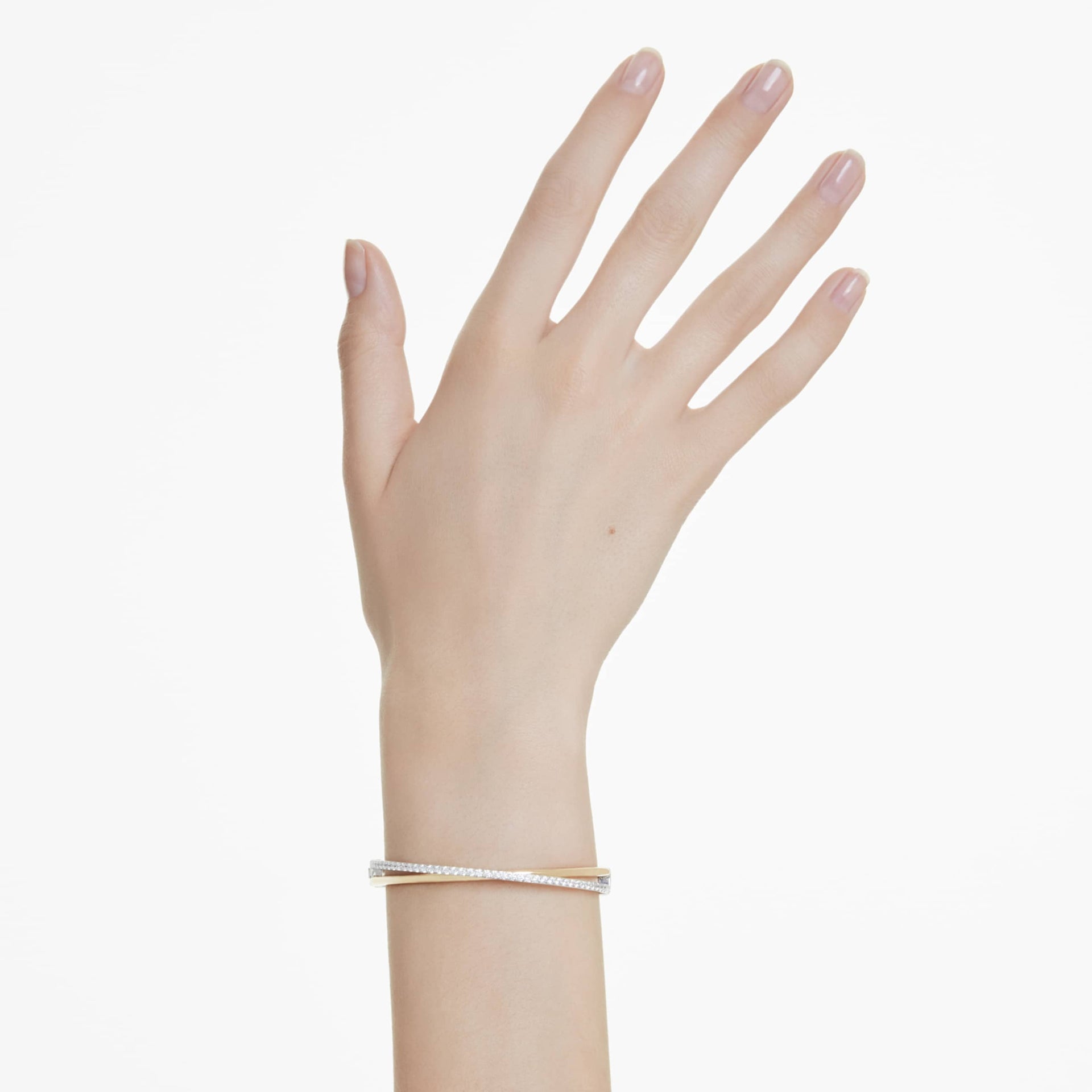 HYPERBOLA BANGLE ROUND CUT WHITE MIXED METAL FINISH