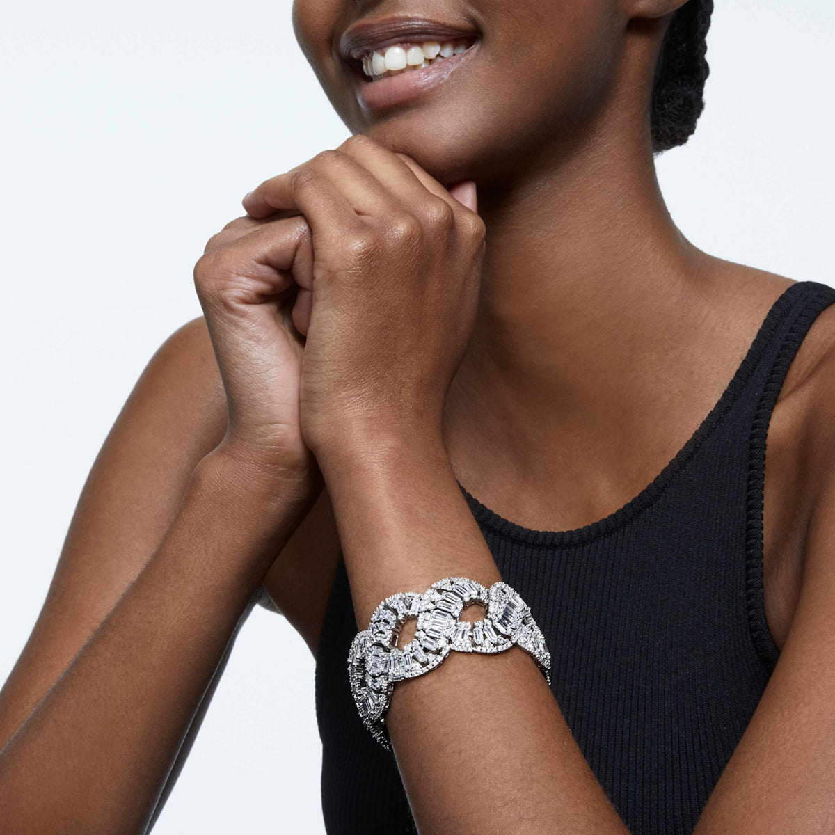 HYPERBOLA BRACELET MIXED CUTS INFINITY WHITE RHODIUM PLATED