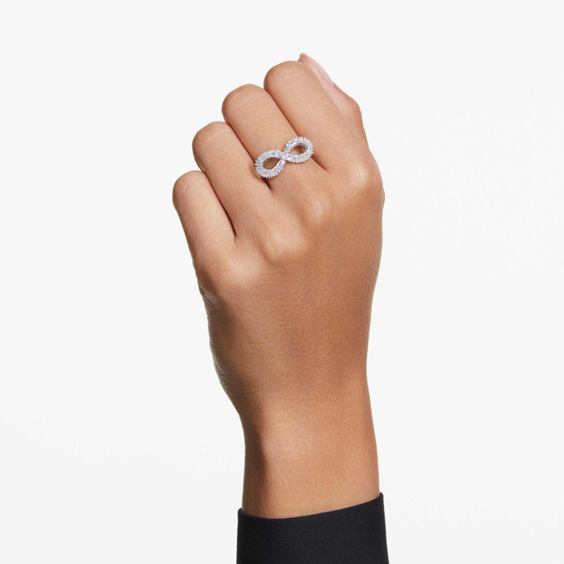 HYPERBOLA COCKTAIL RING INFINITY WHITE RHODIUM PLATED