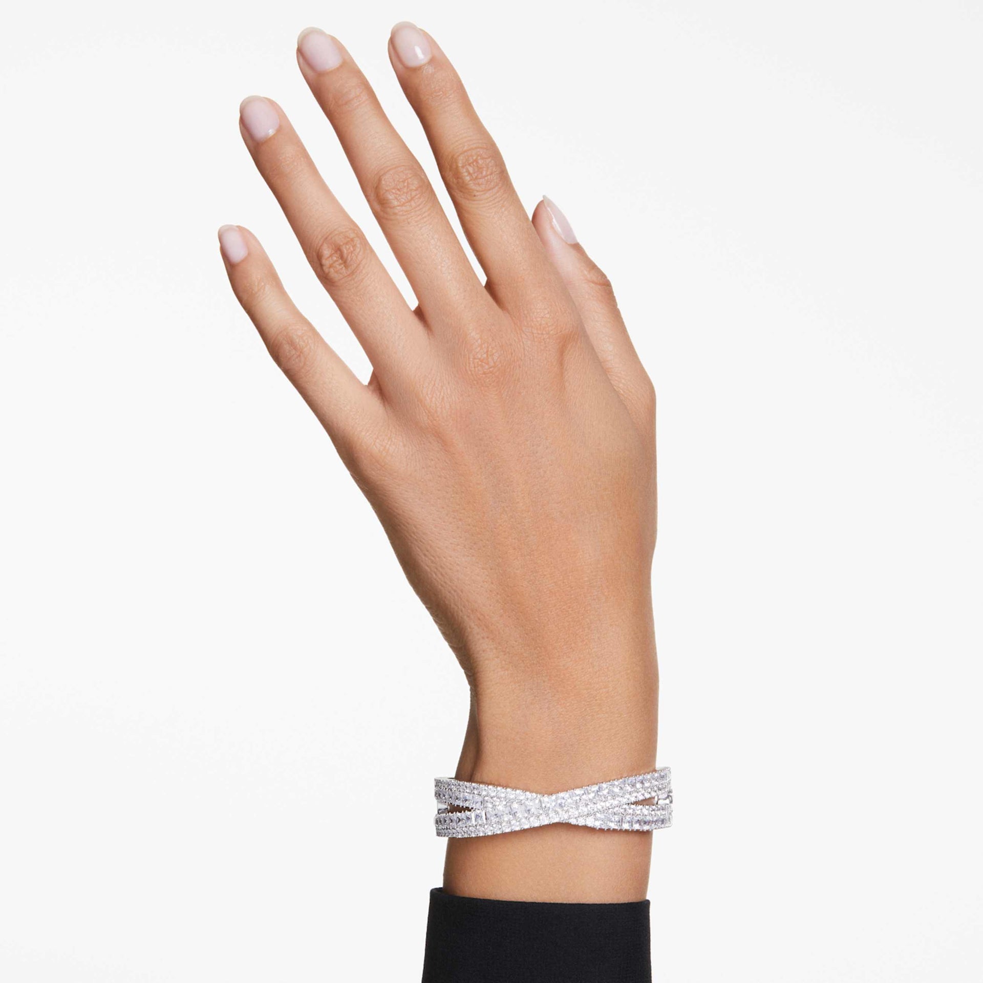 HYPERBOLA CUFF MIXED CUTS INFINITY WHITE RHODIUM PLATED