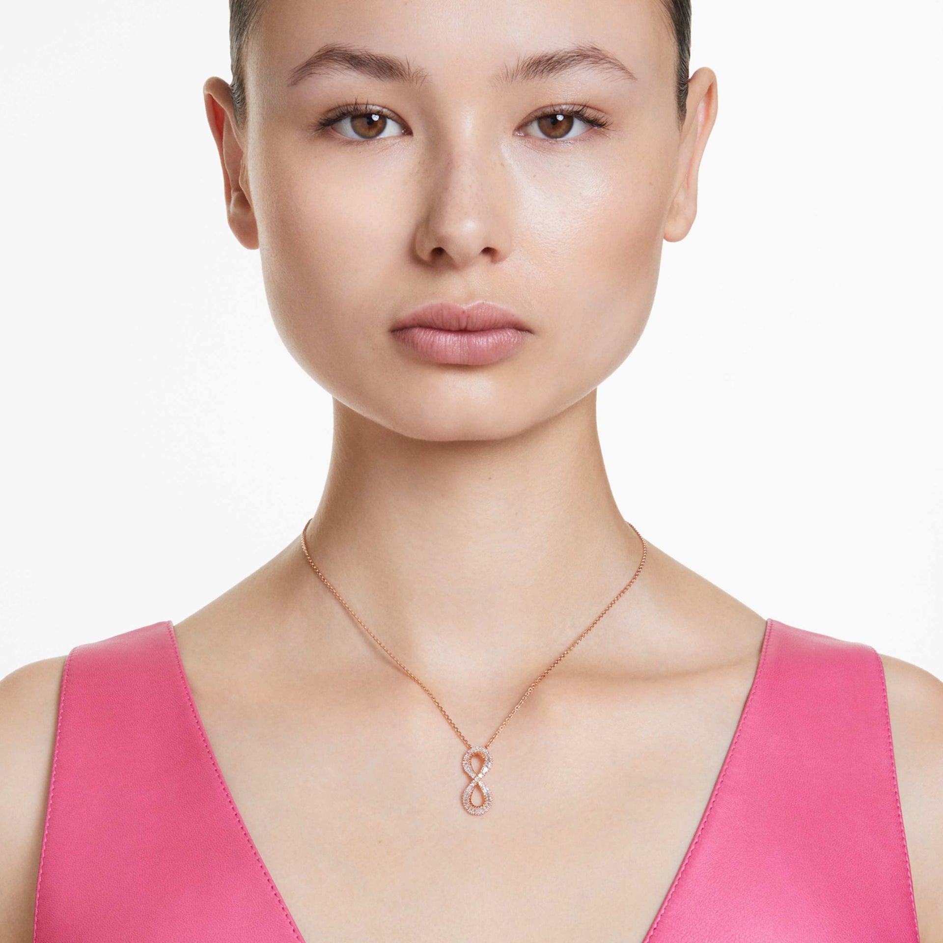 HYPERBOLA PENDANT INFINITY WHITE ROSE GOLD TONE PLATED