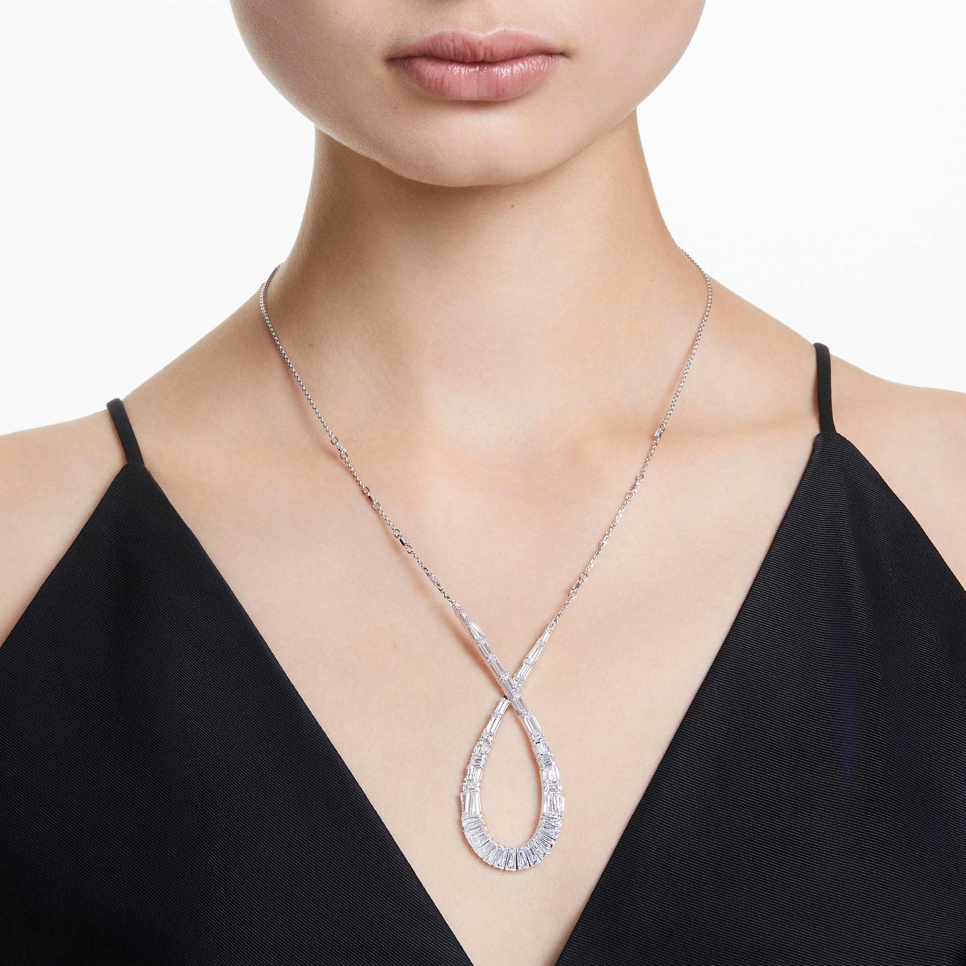 HYPERBOLA PENDANT MIXED CUTS INFINITY WHITE RHODIUM PLATED