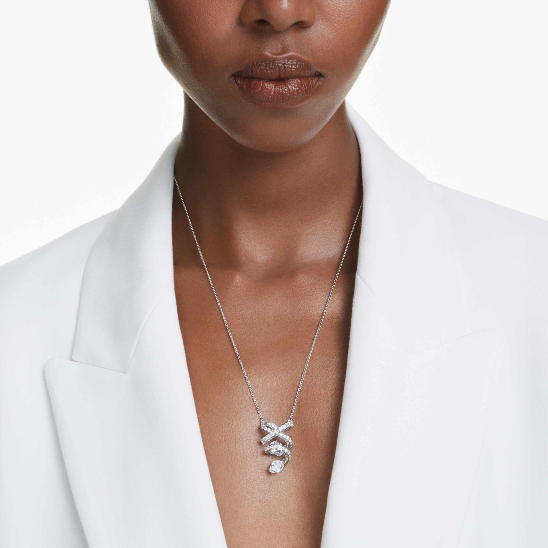 HYPERBOLA PENDANT MIXED CUTS WHITE RHODIUM PLATED