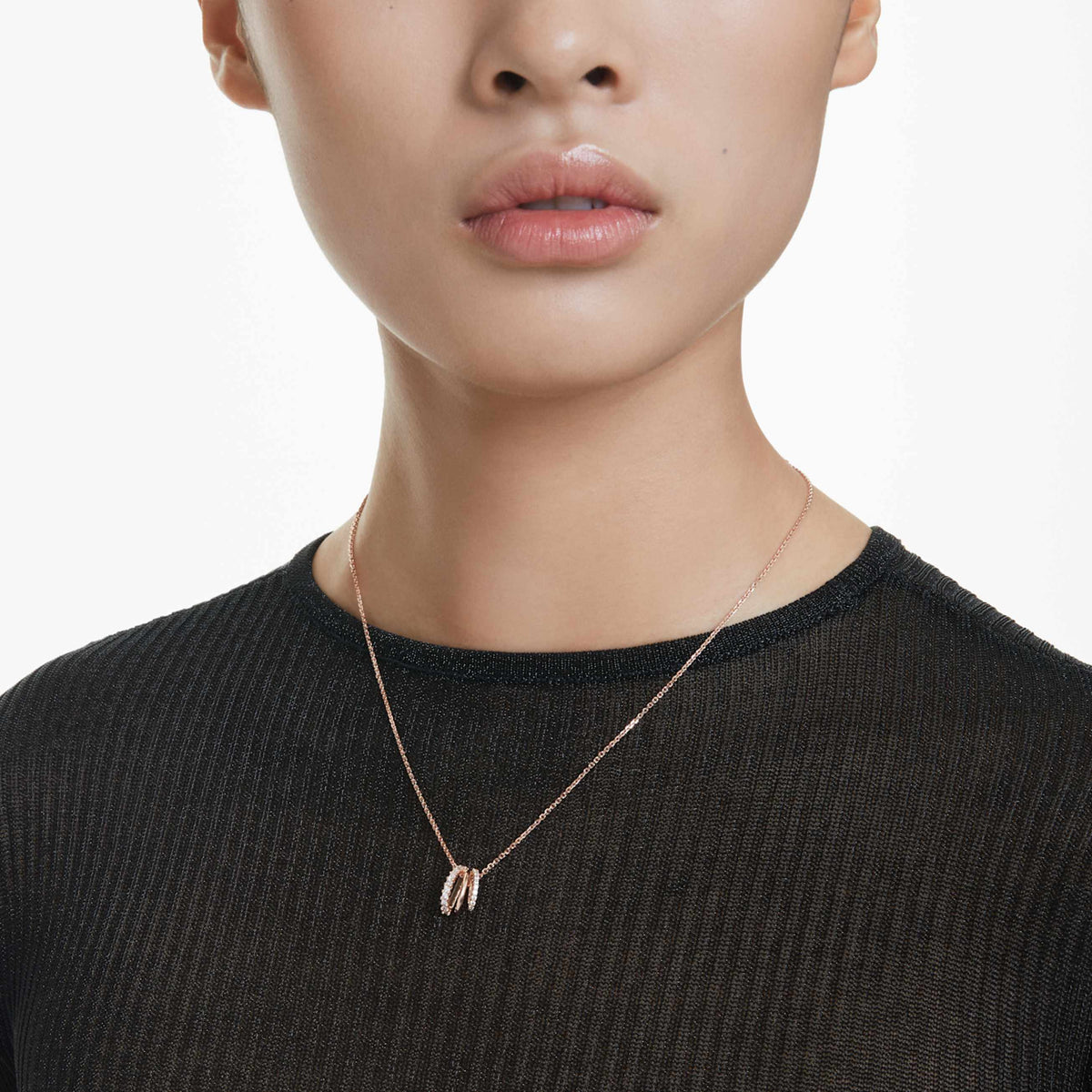 HYPERBOLA PENDANT MIXED CUTS WHITE ROSE GOLD TONE PLATED