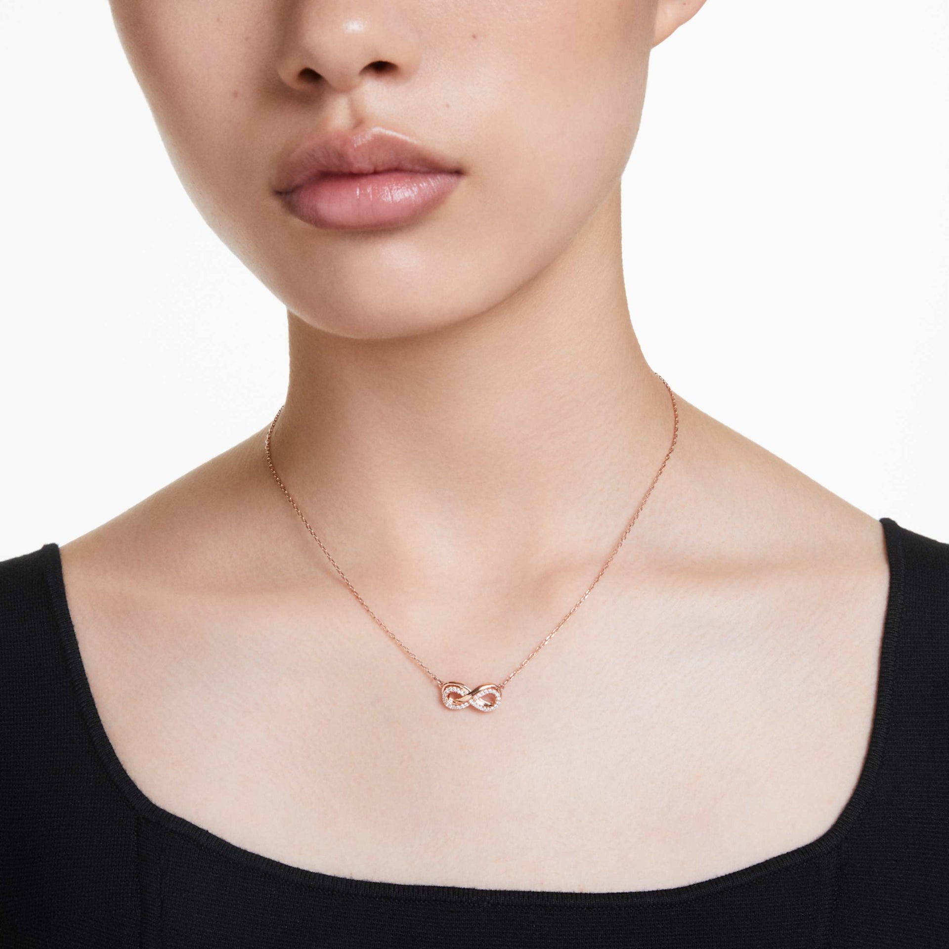 HYPERBOLA PENDANT PAVE INFINITY WHITE ROSE GOLD TONE PLATED