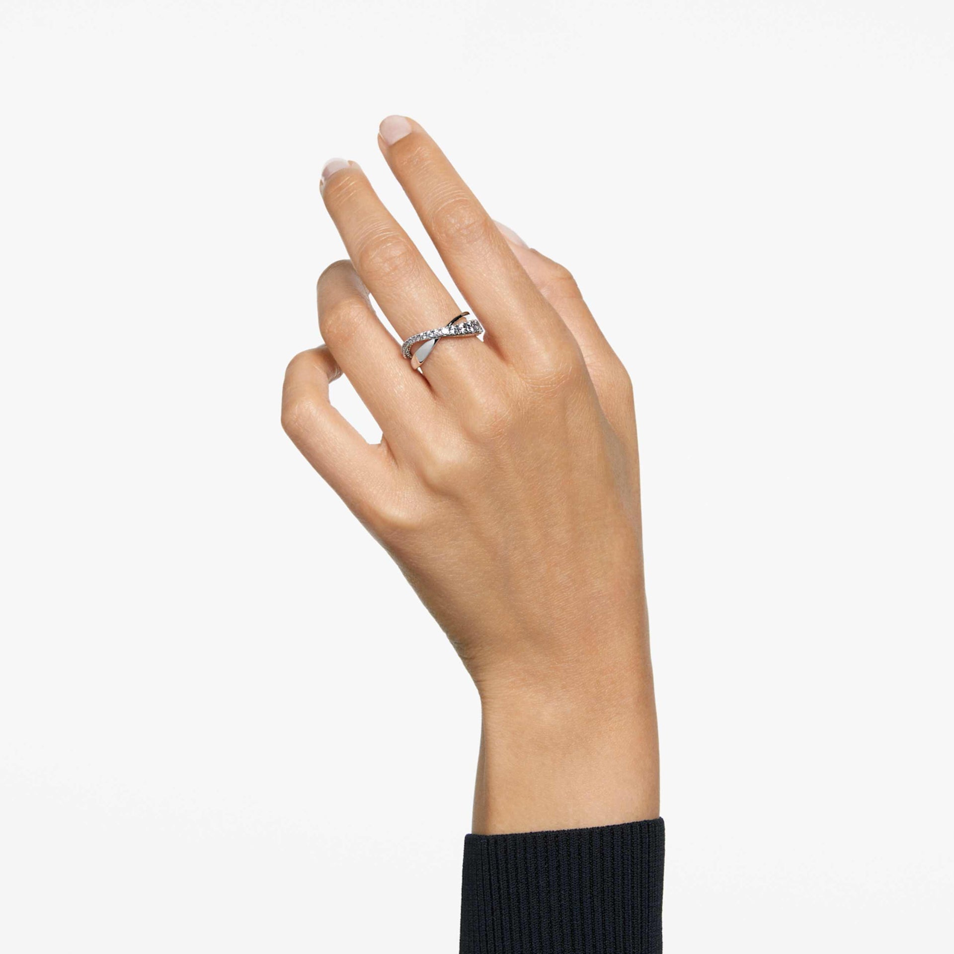 HYPERBOLA RING ROUND CUT WHITE RHODIUM PLATED