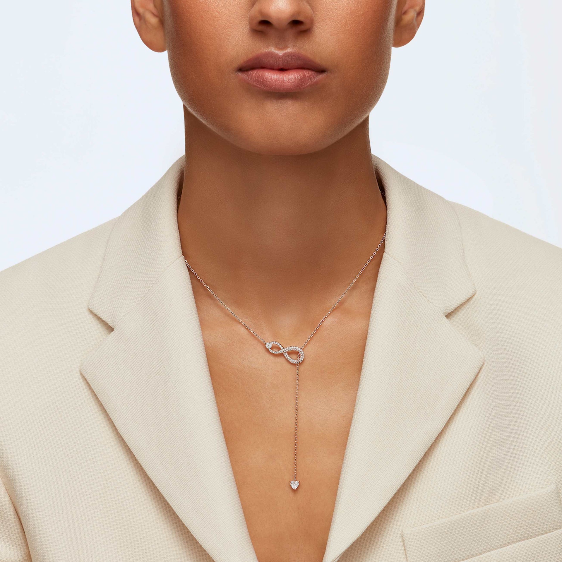 HYPERBOLA Y NECKLACE INFINITY WHITE ROSE GOLD TONE PLATED