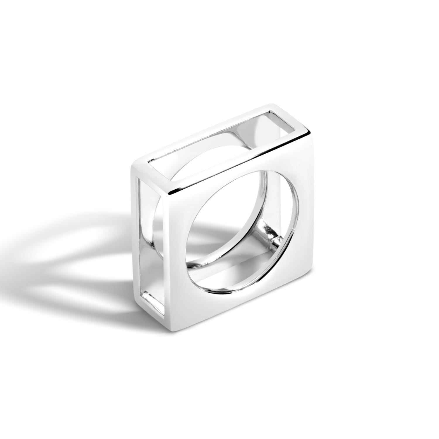 I Can & I Will Ring - Sterling Silver Double Square Statement Ring
