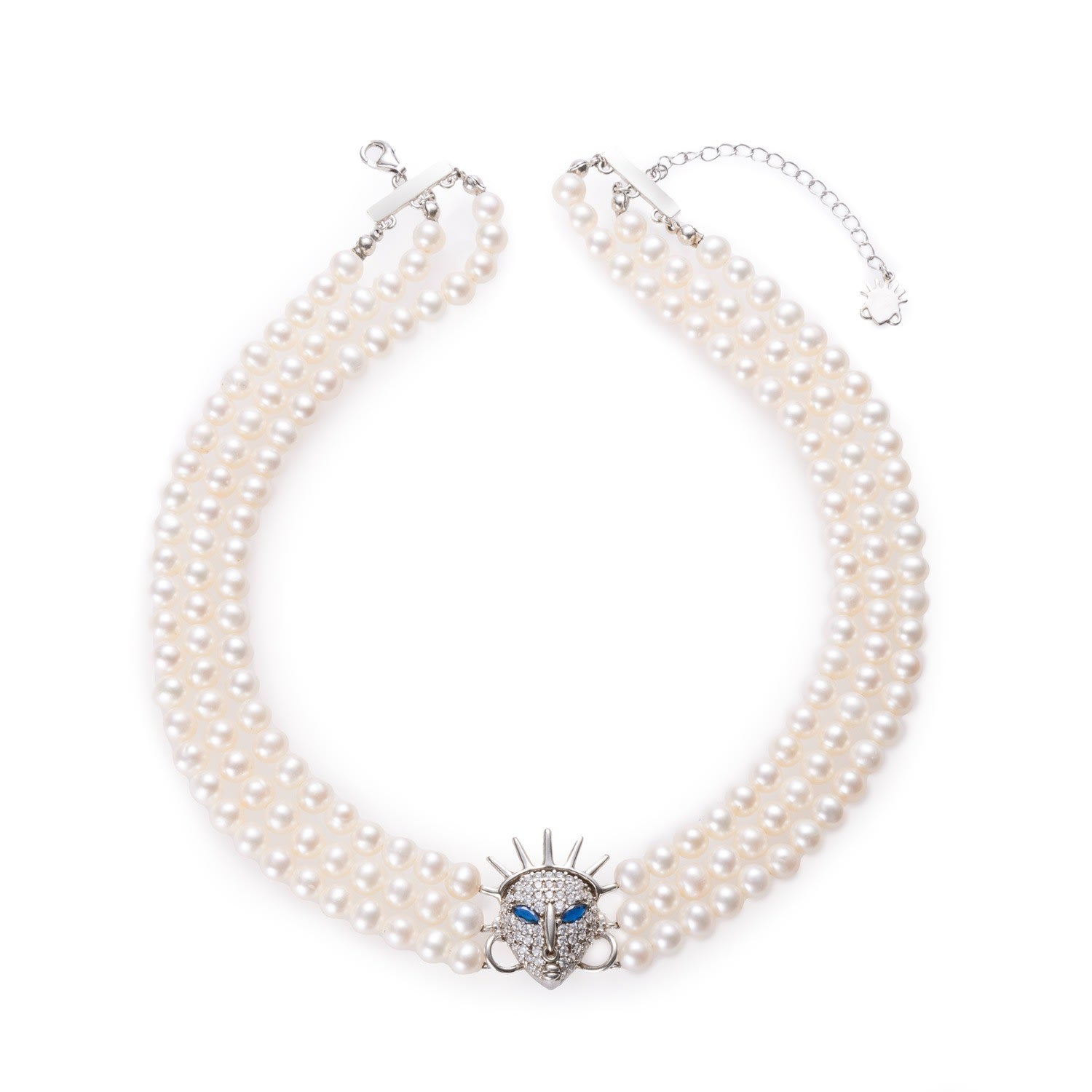 3-Strand Pearl Necklace – Freshwater Pearls & Sapphire Or Emerald Accents