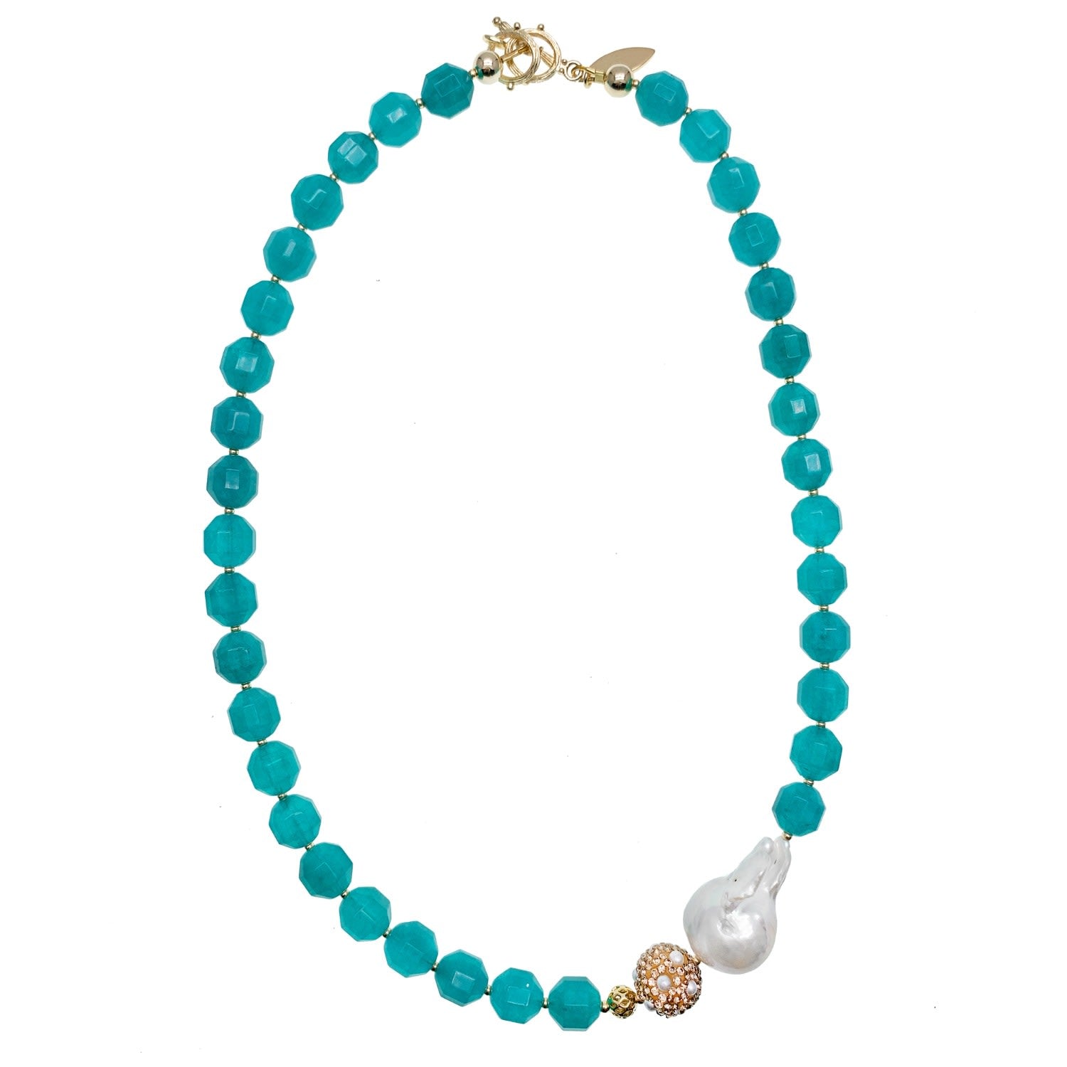 Baroque Pearl With Jade Simple Short Necklace