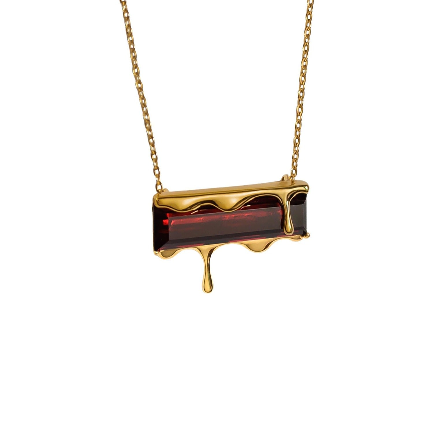 Dripping Gemstone Gold Vermeil Pendant Necklace