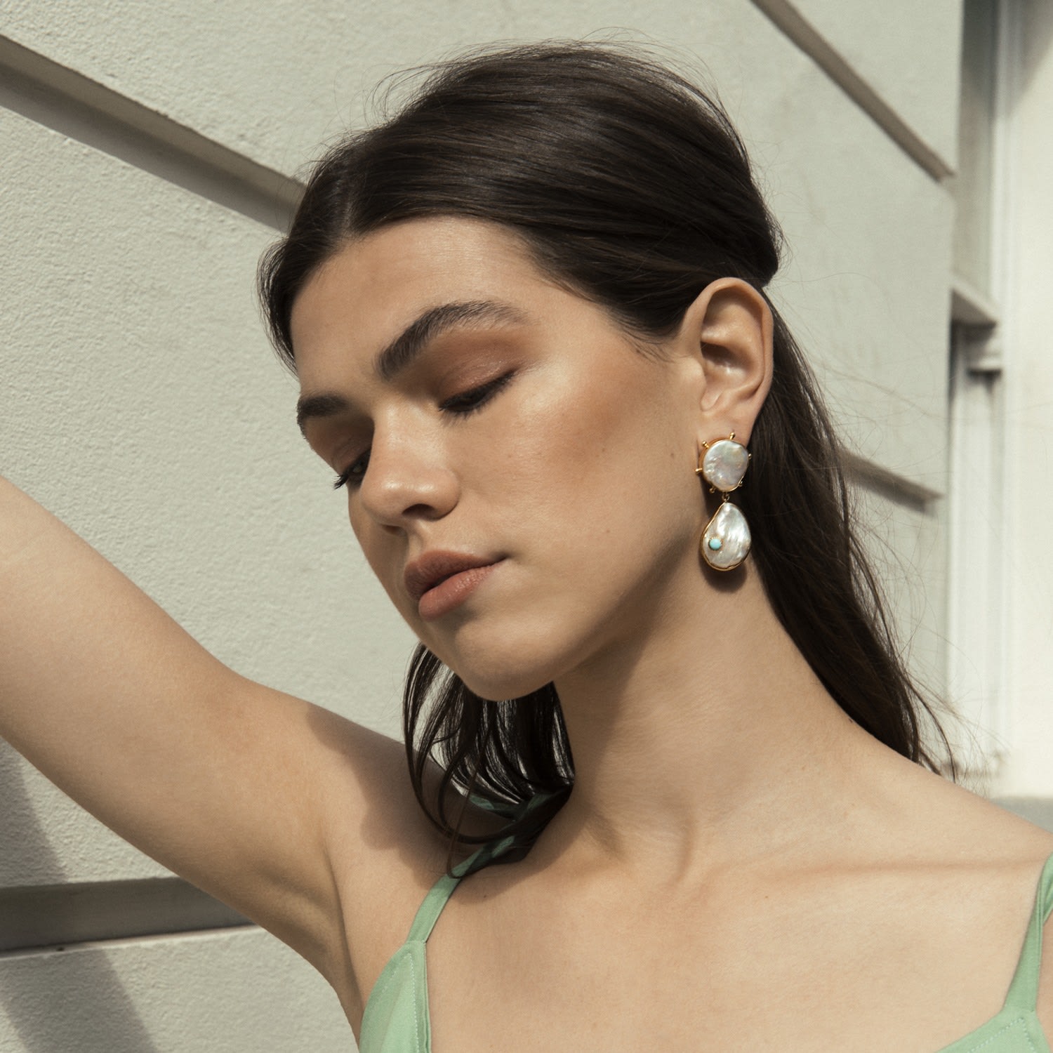 Rebel Rebel Pearl Earrings With Turquoise