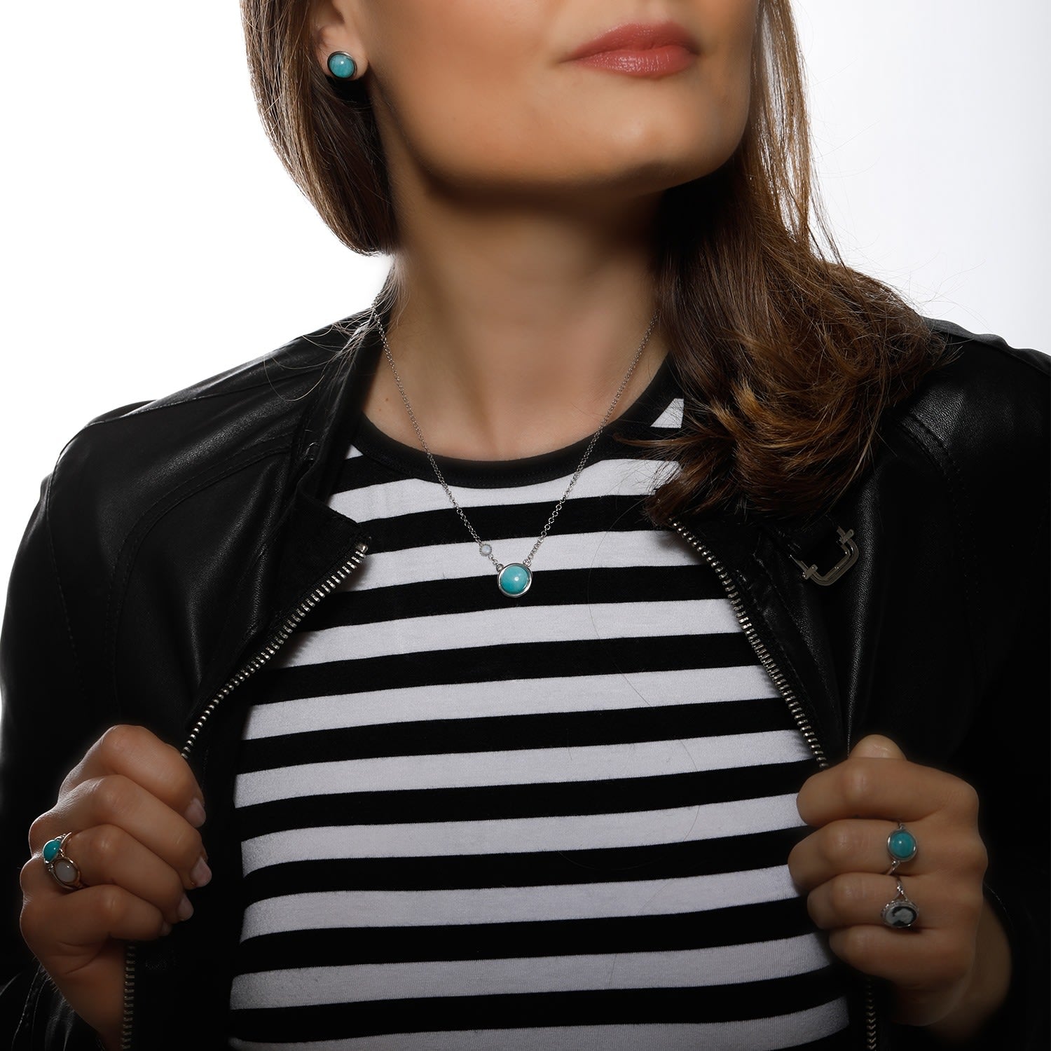 Satellite Sterling Silver Amazonite & Opal Necklace