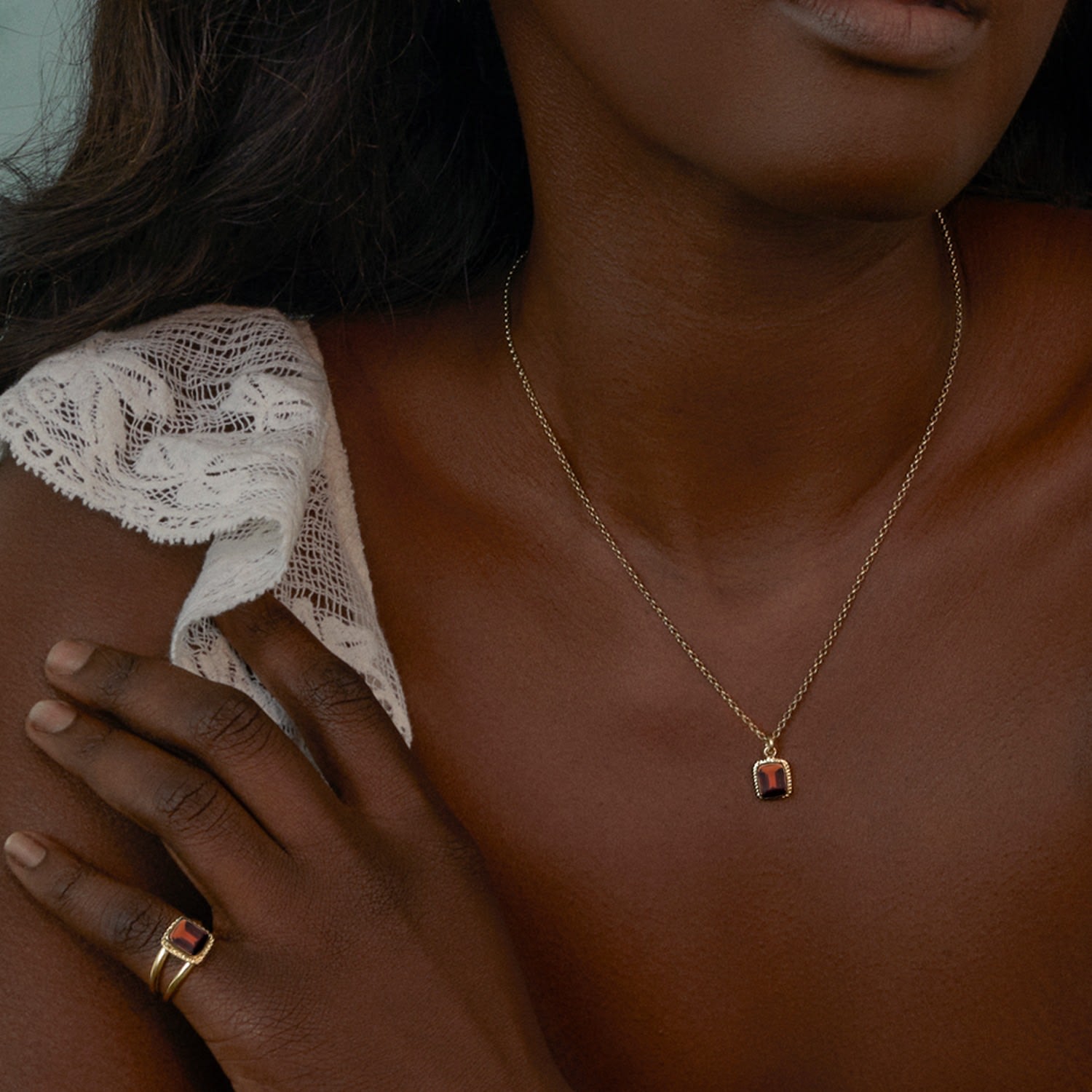 Luccichio Gold Vermeil Garnet Stacking Ring