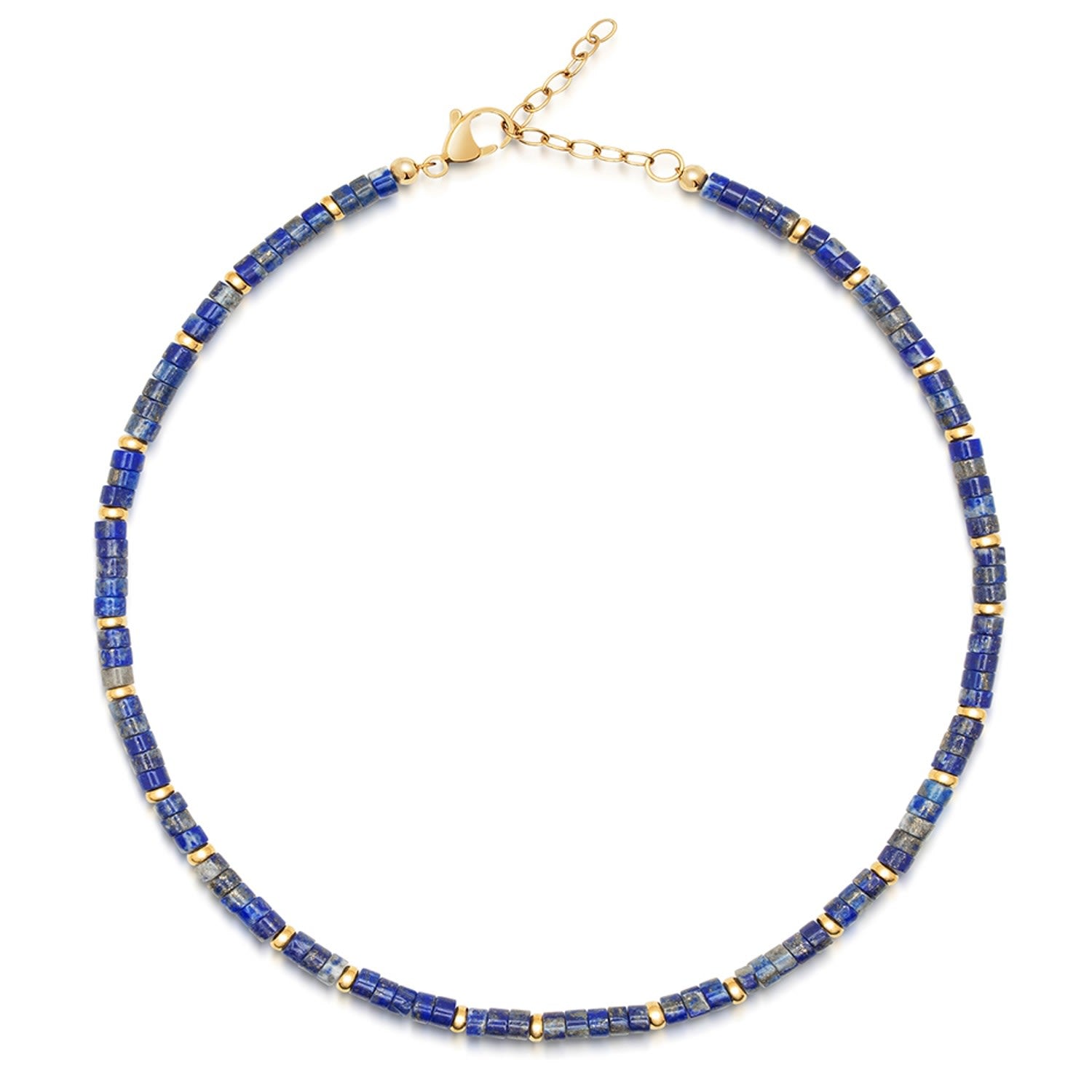 Heishi Blue Lapis Choker With Gold