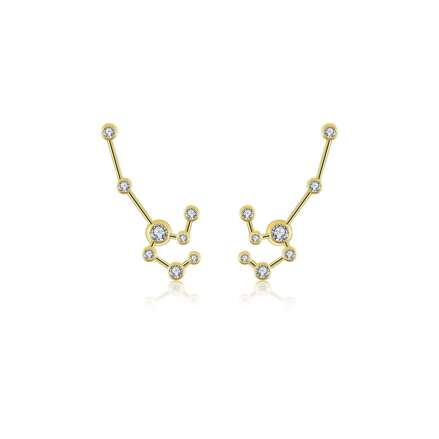 Leo Zodiac Constellation Earring 18K Yellow Gold & Diamond
