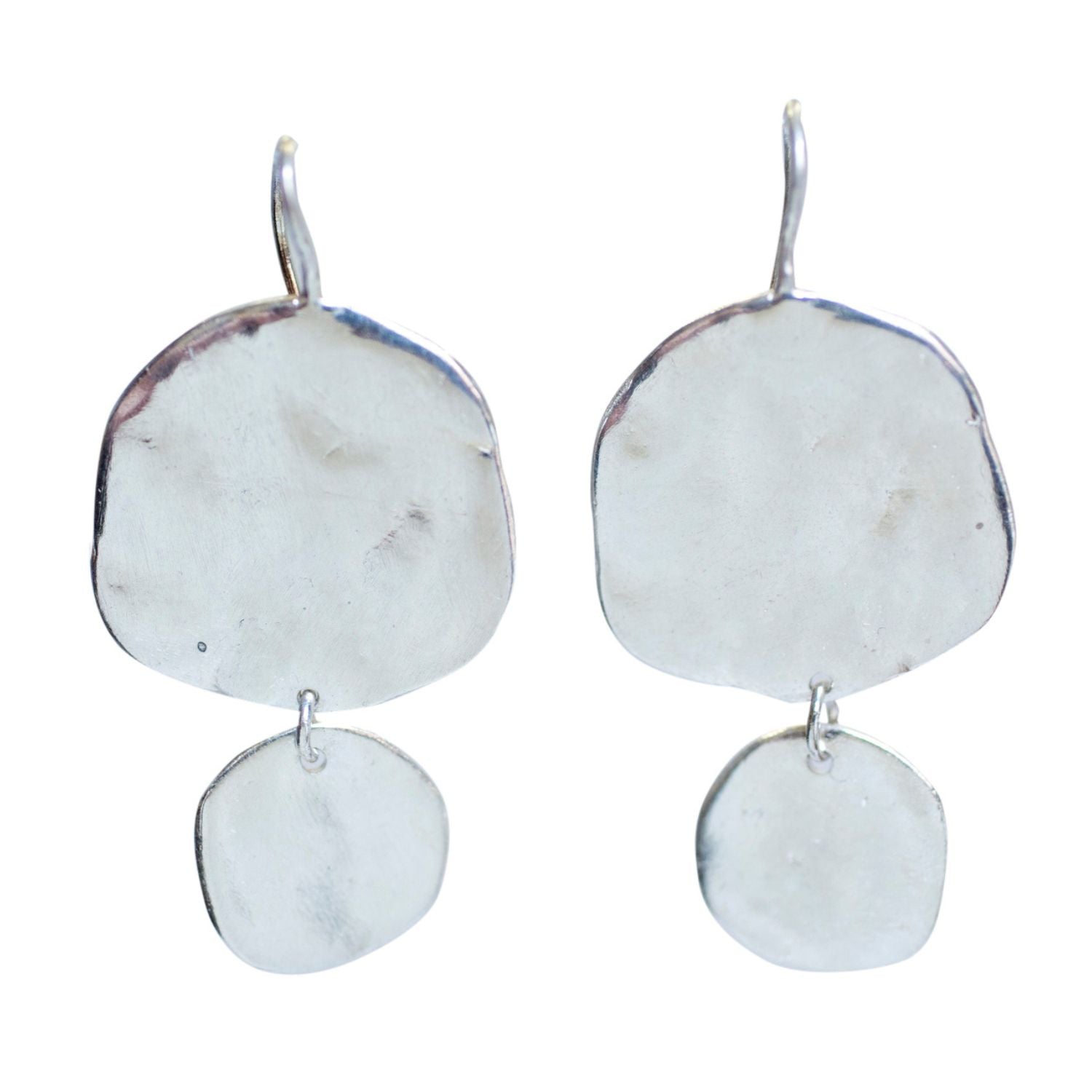 Ibiza Double Disc Earrings Silver