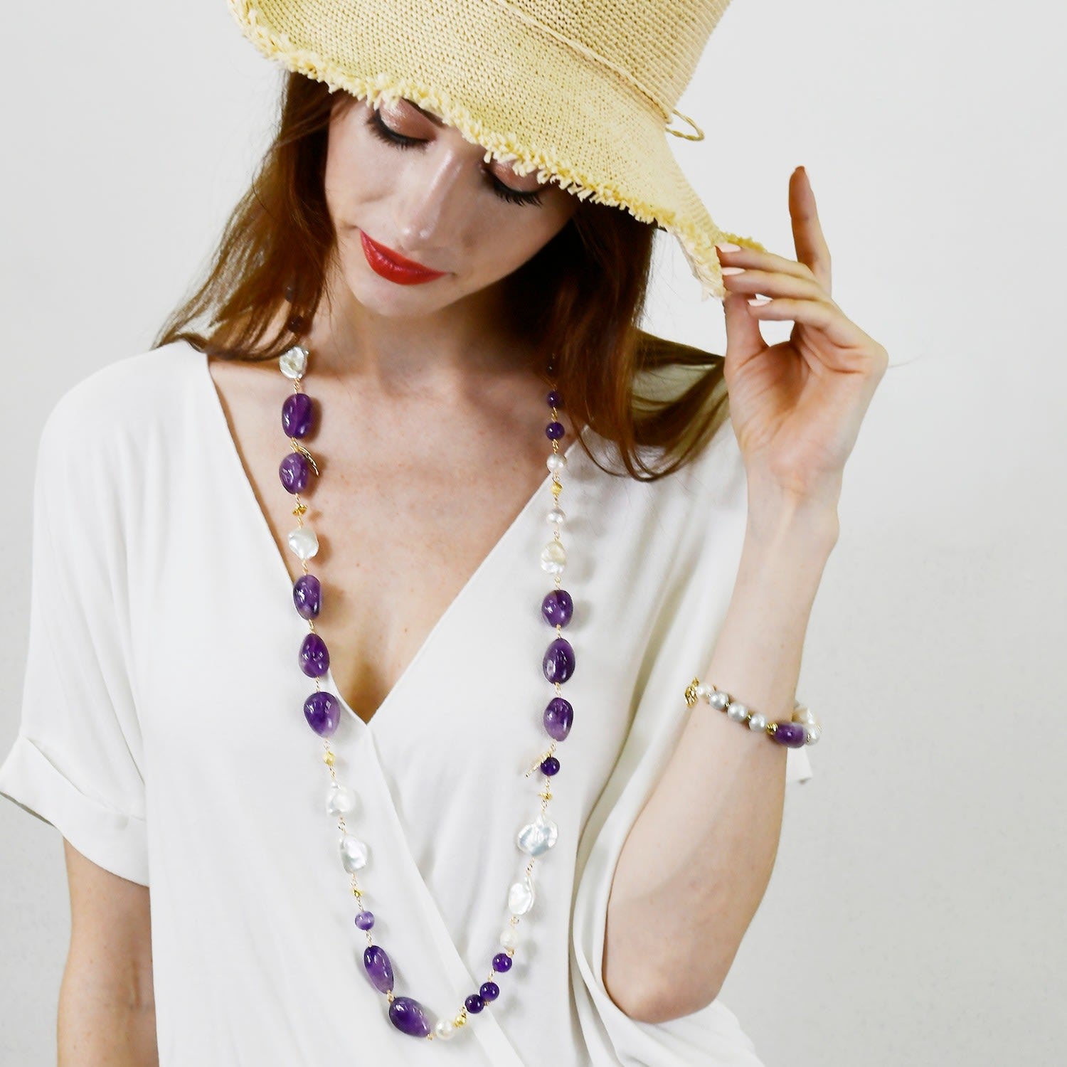 Amethyst & Freshwater Pearls Multi-Way Necklace