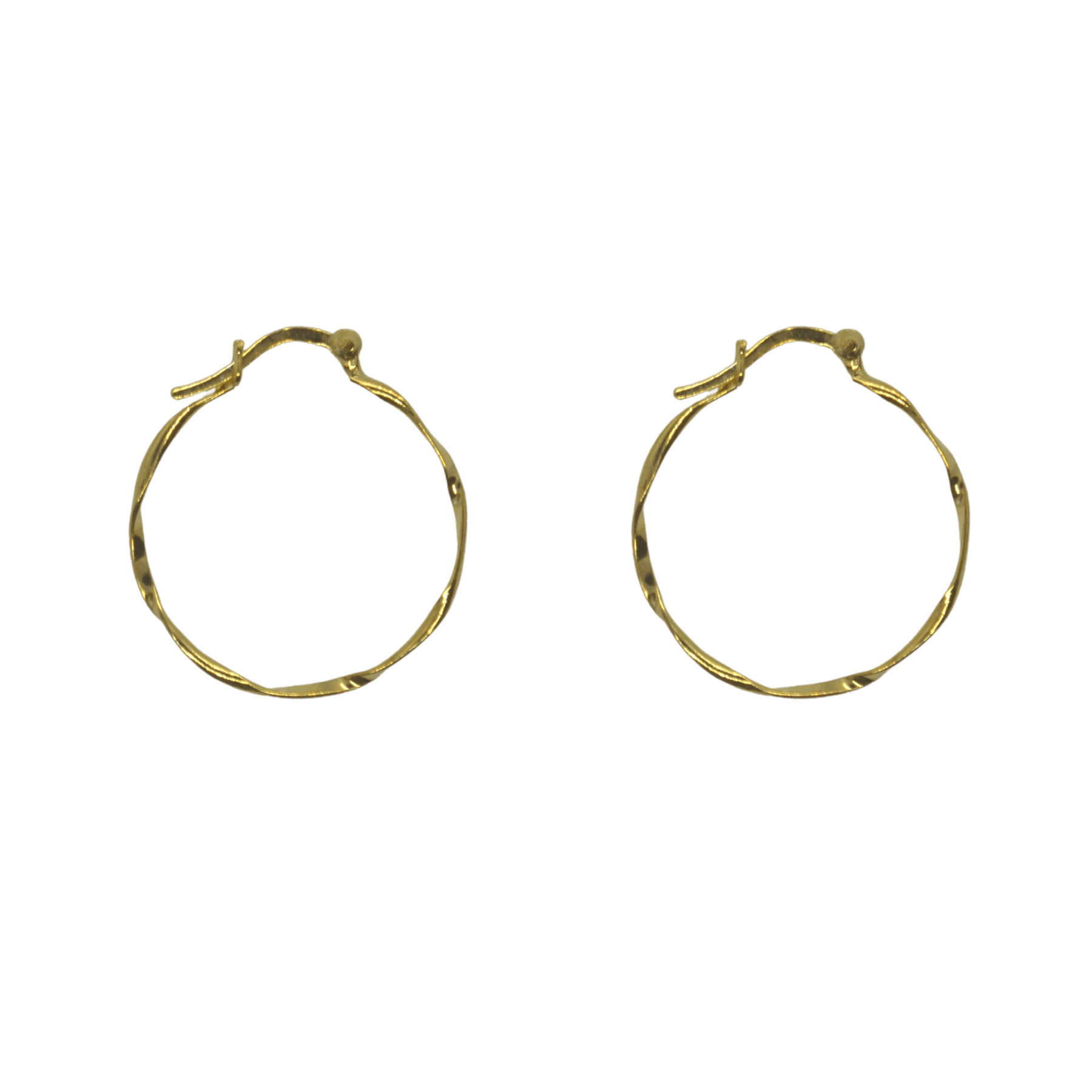 Lightly Twisted Sterling Silver Hoop Earring - Gold