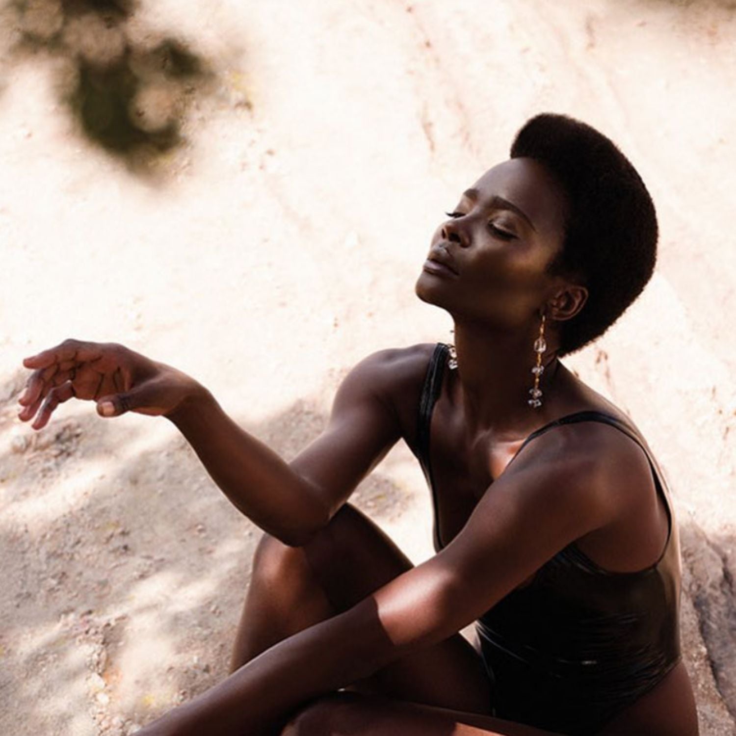 Ice Dangle Gold Leverback Earrings