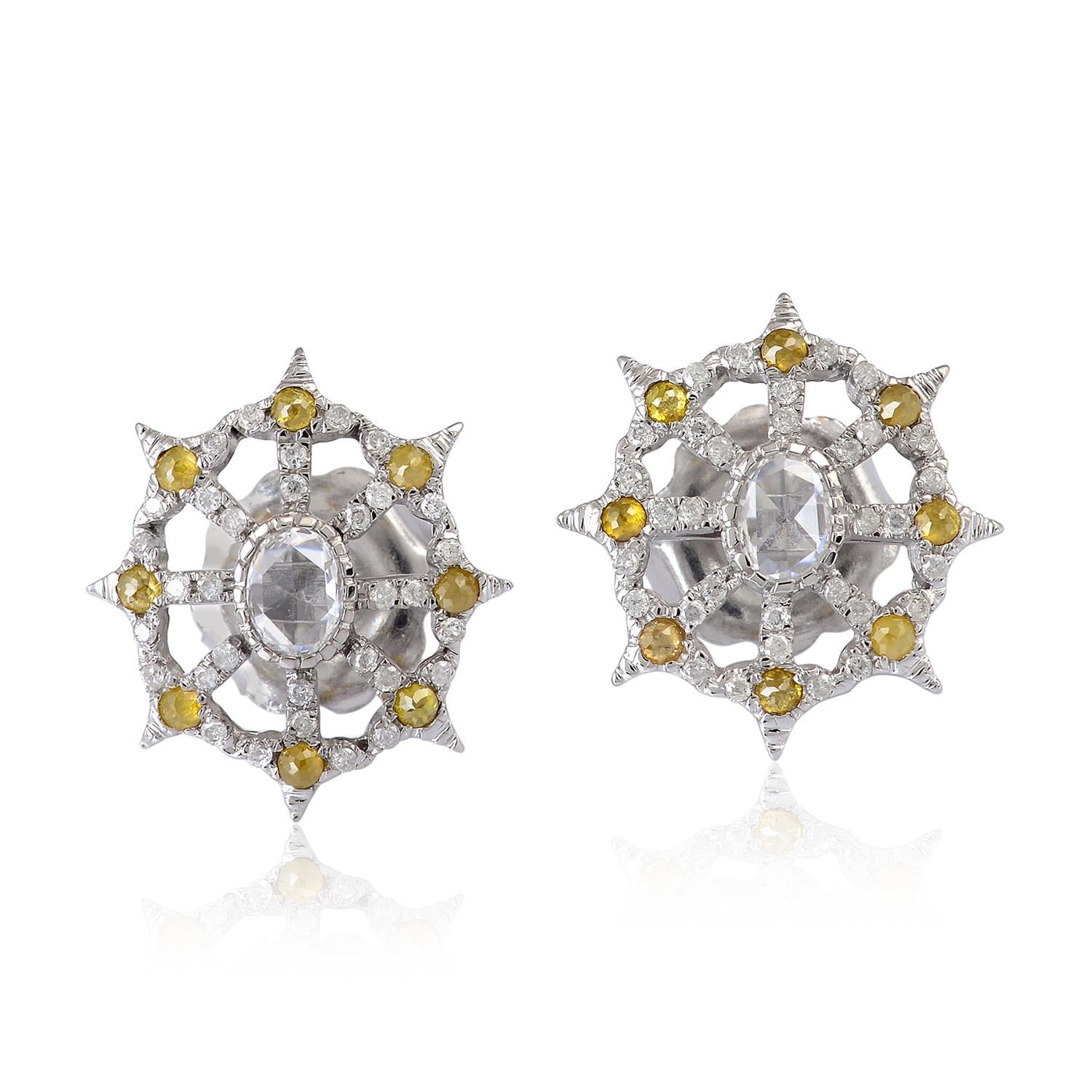 Ice Diamond Stud Earrings In White Gold – Designer Minimalist Fine Jewelry