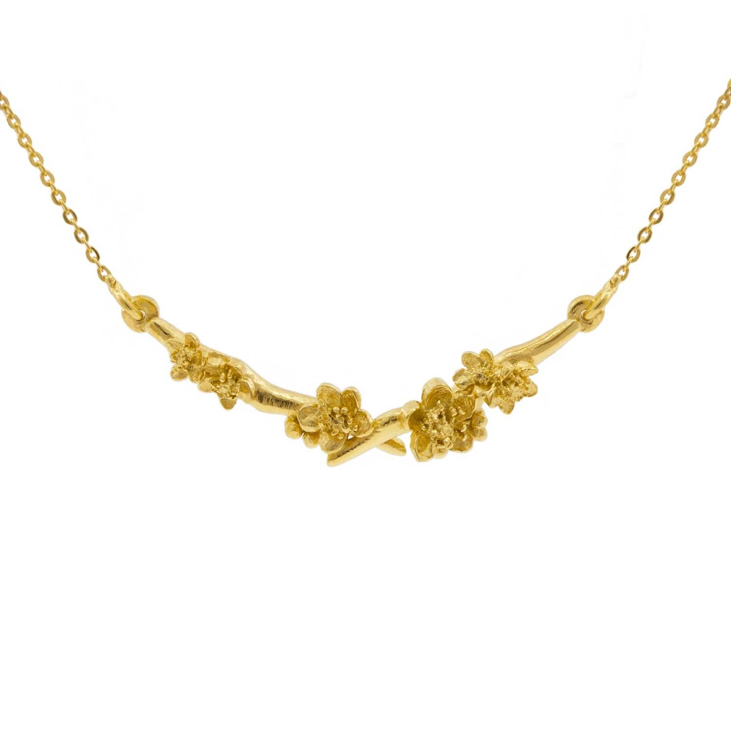 Cherry Blossom Branch Necklace – Gold