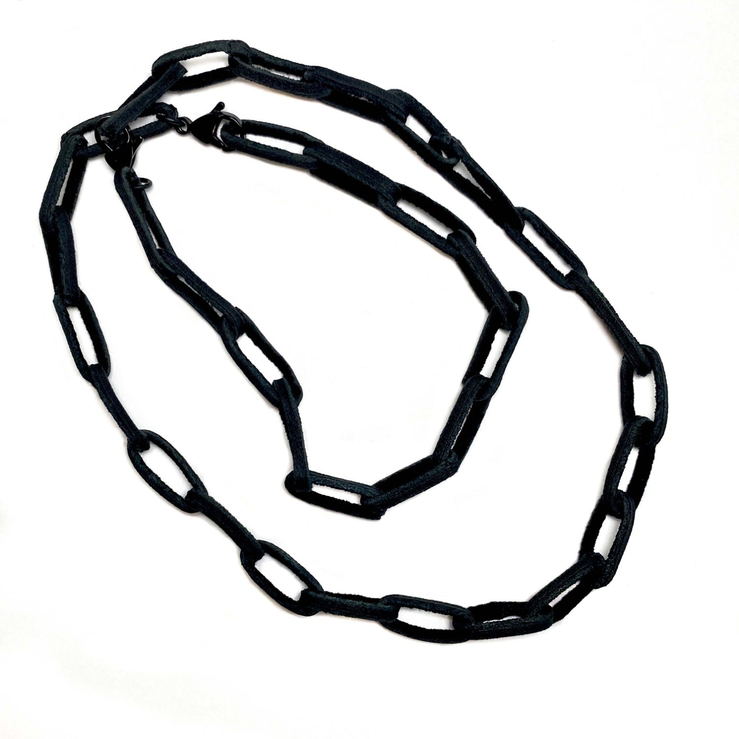 Multifunctional Leather Chain Necklace Black