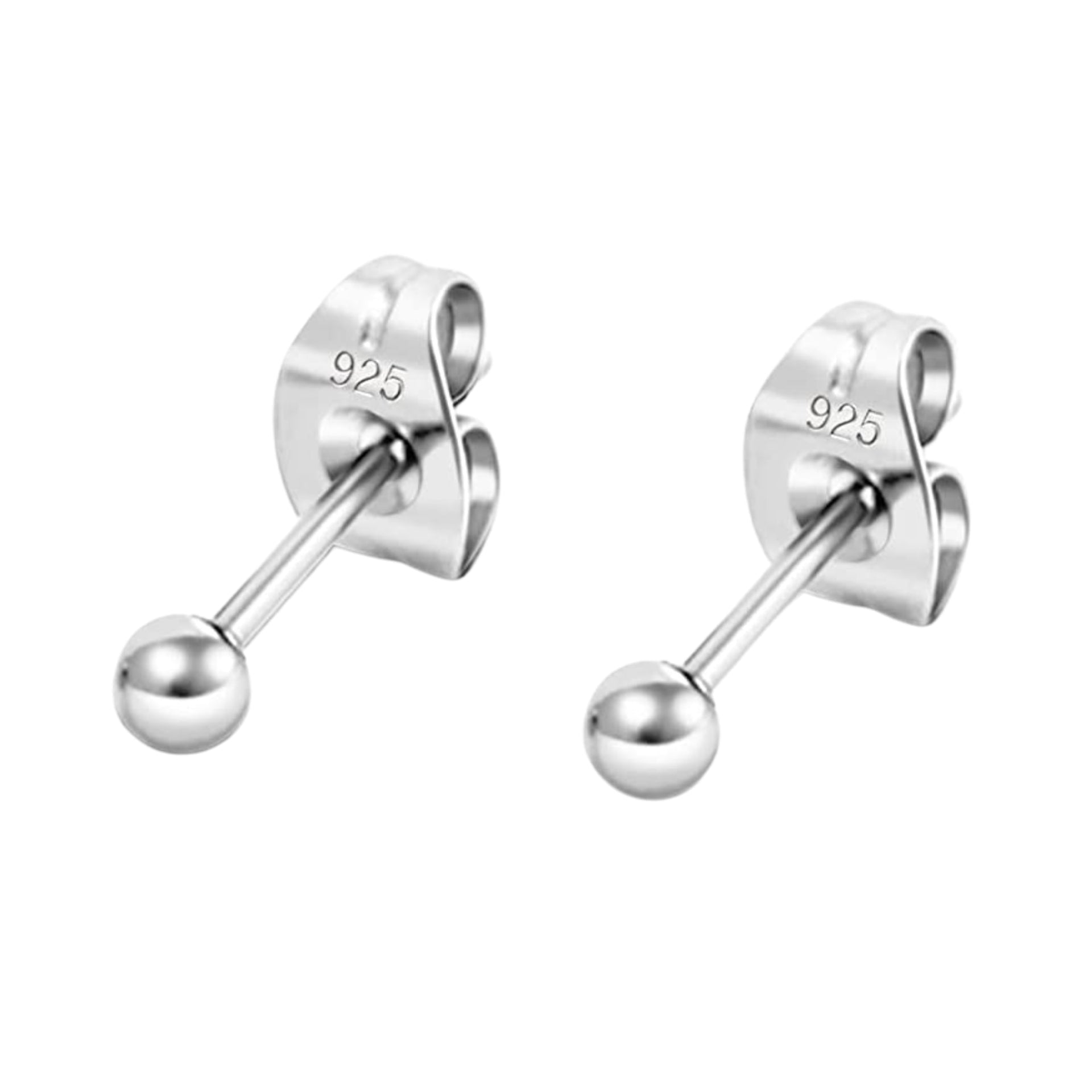 Sterling Silver Ball Sphere Stud Earring - Silver