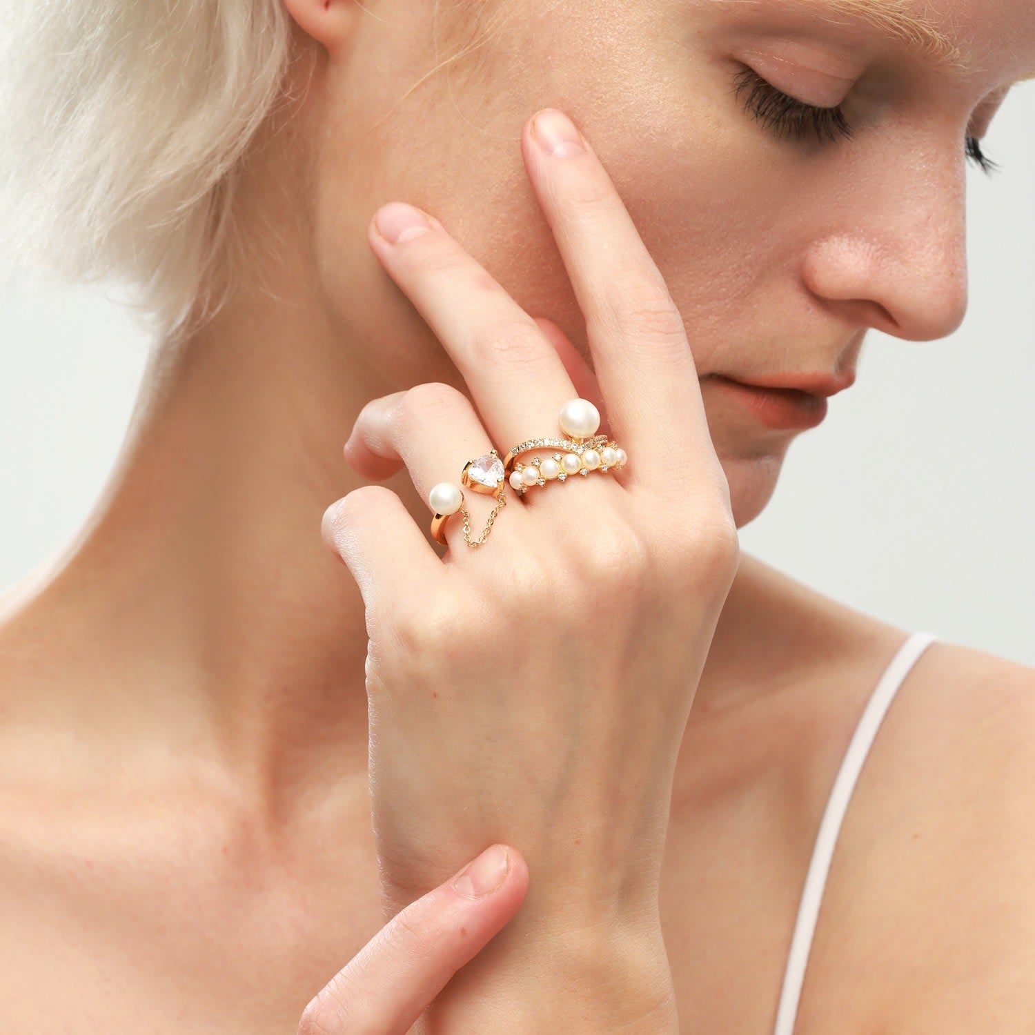 Diamond Accent Pearl Ring Set