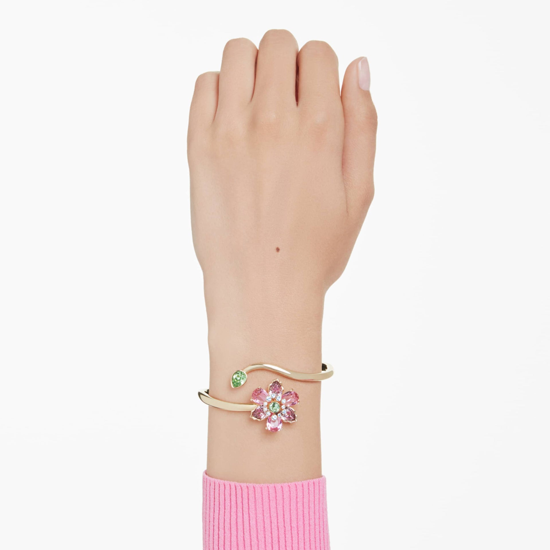 IDYLLIA BANGLE MIXED CUTS FLOWER MULTICOLORED GOLD TONE PLATED