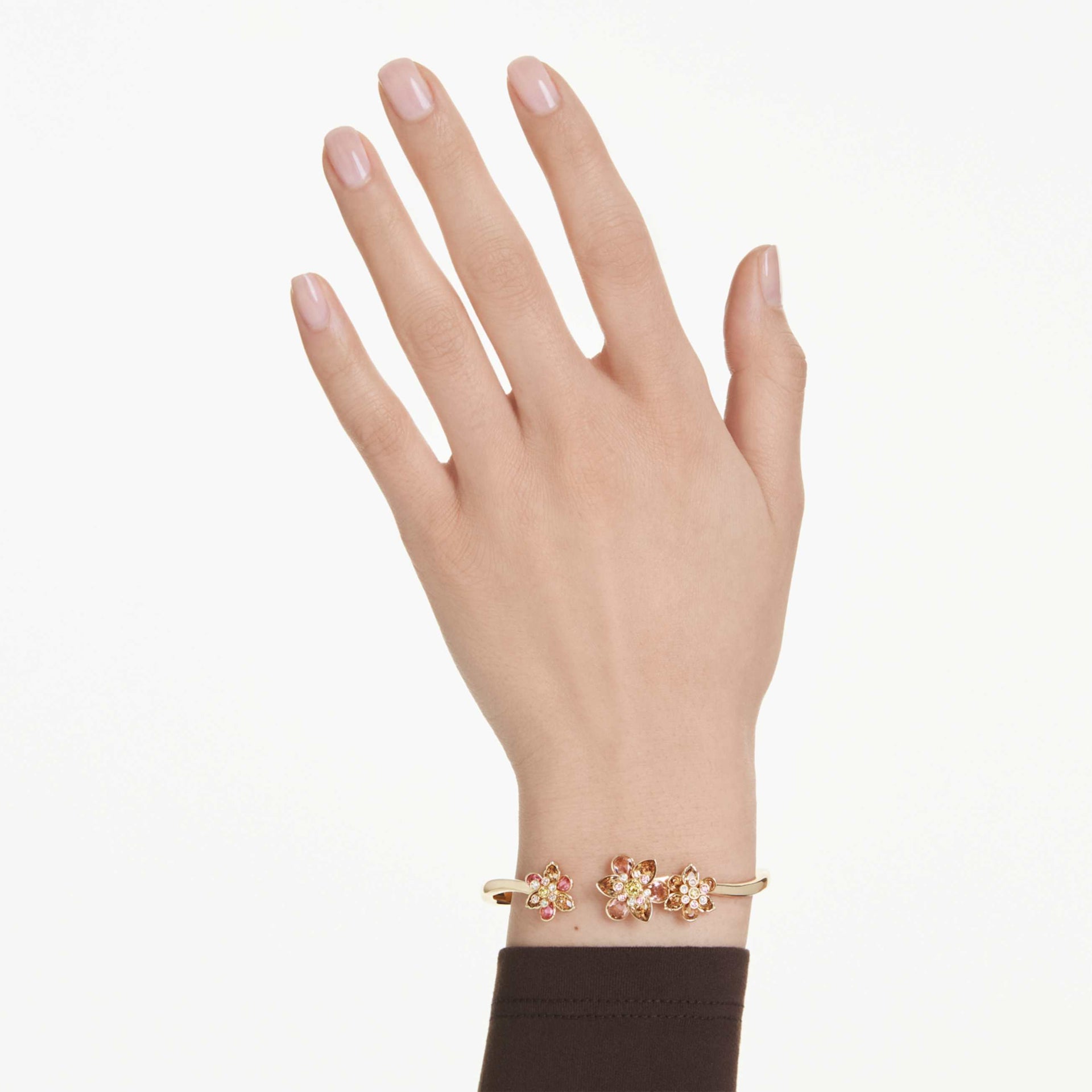 IDYLLIA BANGLE MIXED CUTS FLOWER MULTICOLORED GOLD TONE PLATED