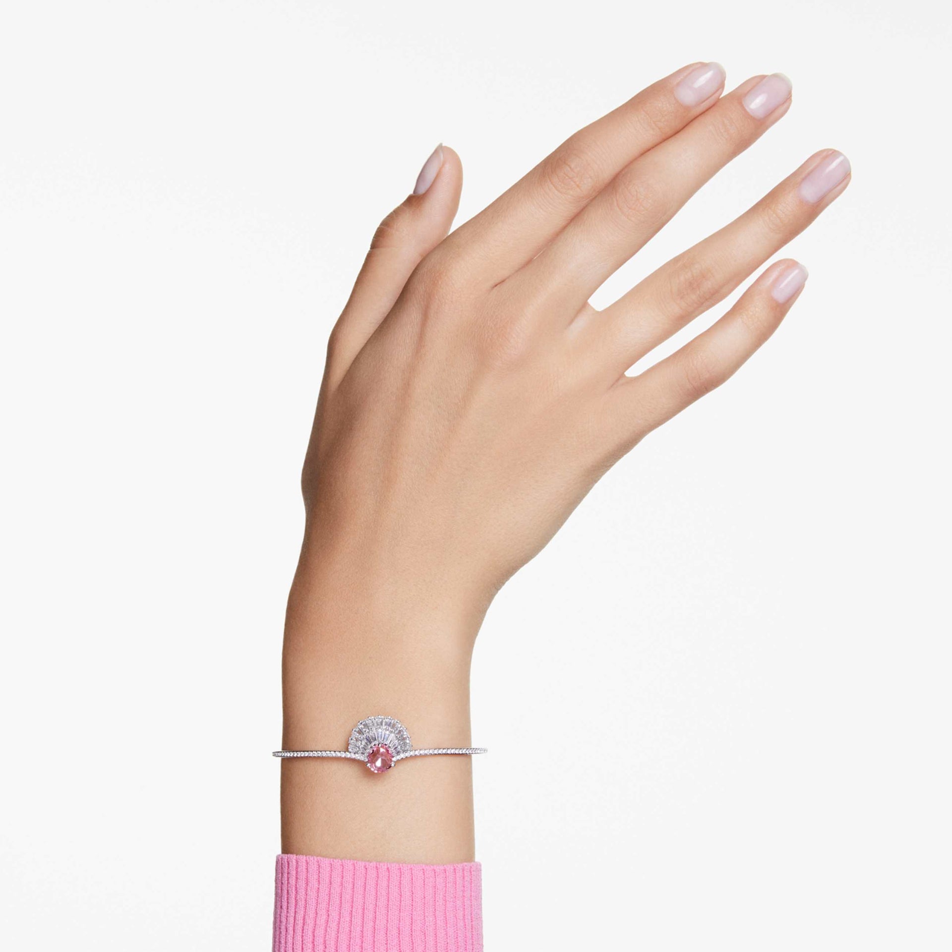 IDYLLIA BANGLE SHELL PINK RHODIUM PLATED