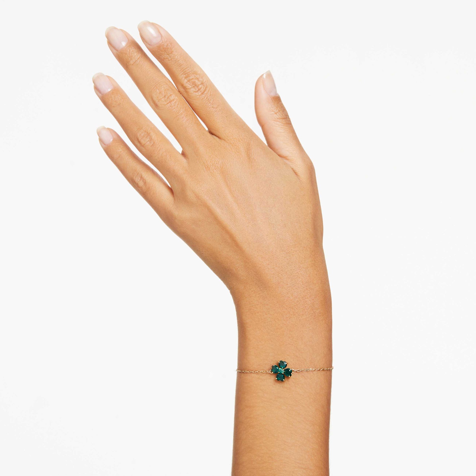 IDYLLIA BRACELET MIXED CUTS CLOVER GREEN GOLD TONE PLATED