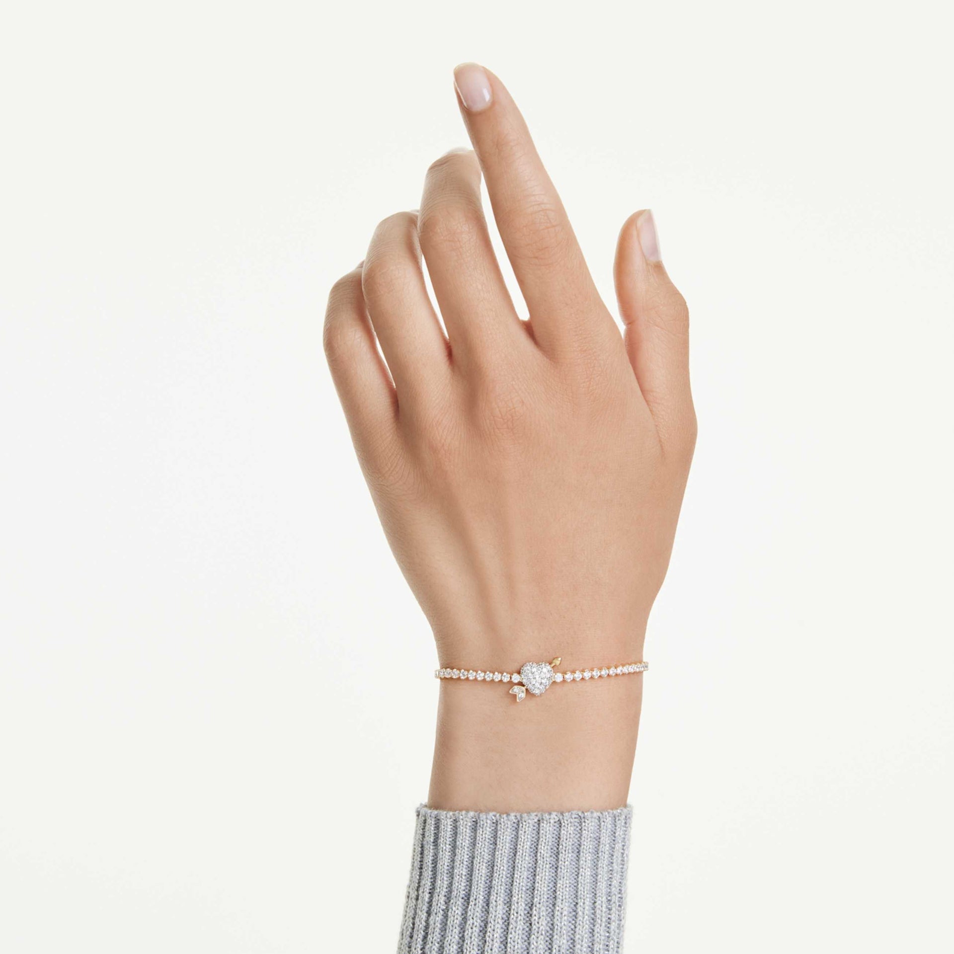 IDYLLIA BRACELET MIXED CUTS HEART WITH ARROW WHITE GOLD TONE PLATED