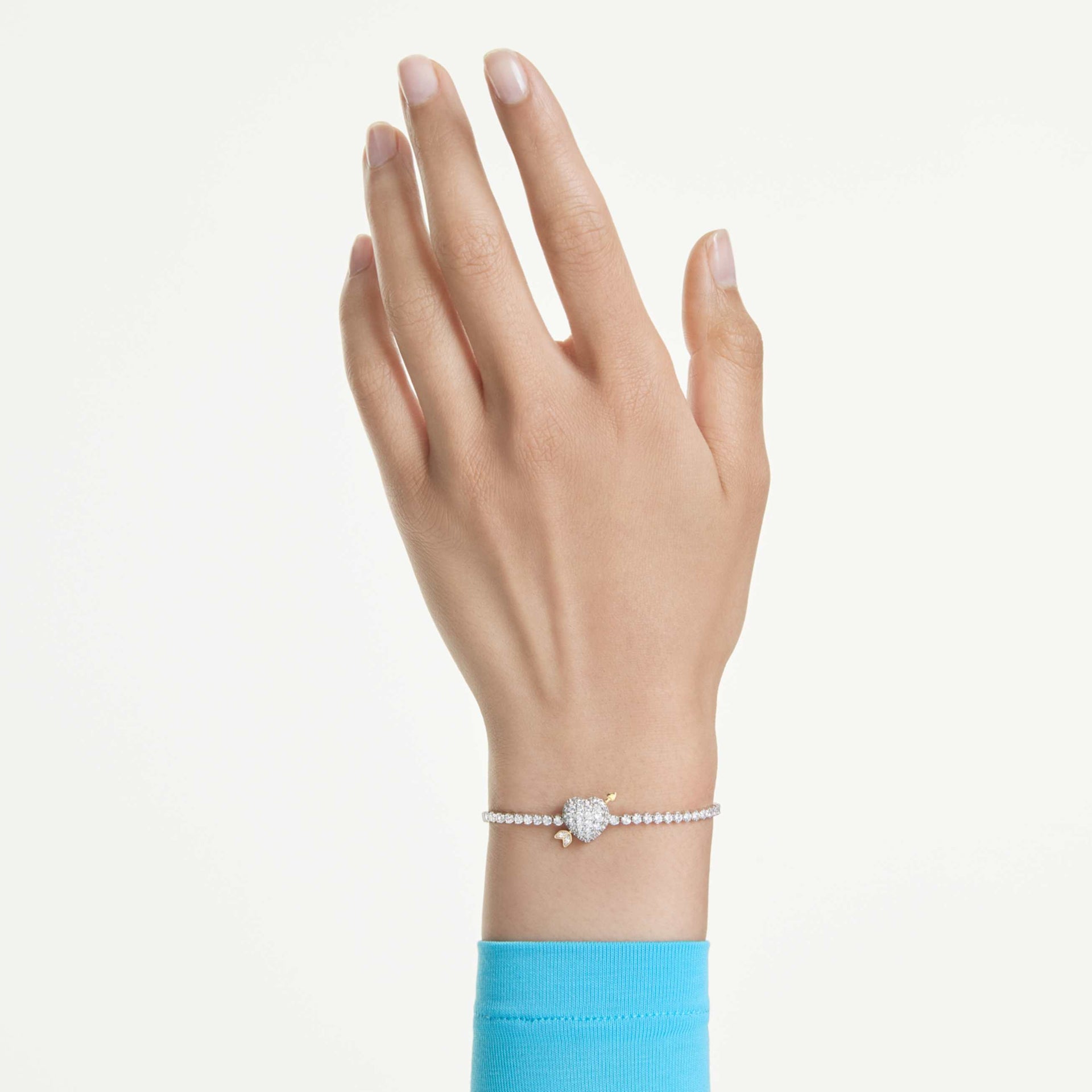 IDYLLIA BRACELET MIXED CUTS HEART WITH ARROW WHITE RHODIUM PLATED