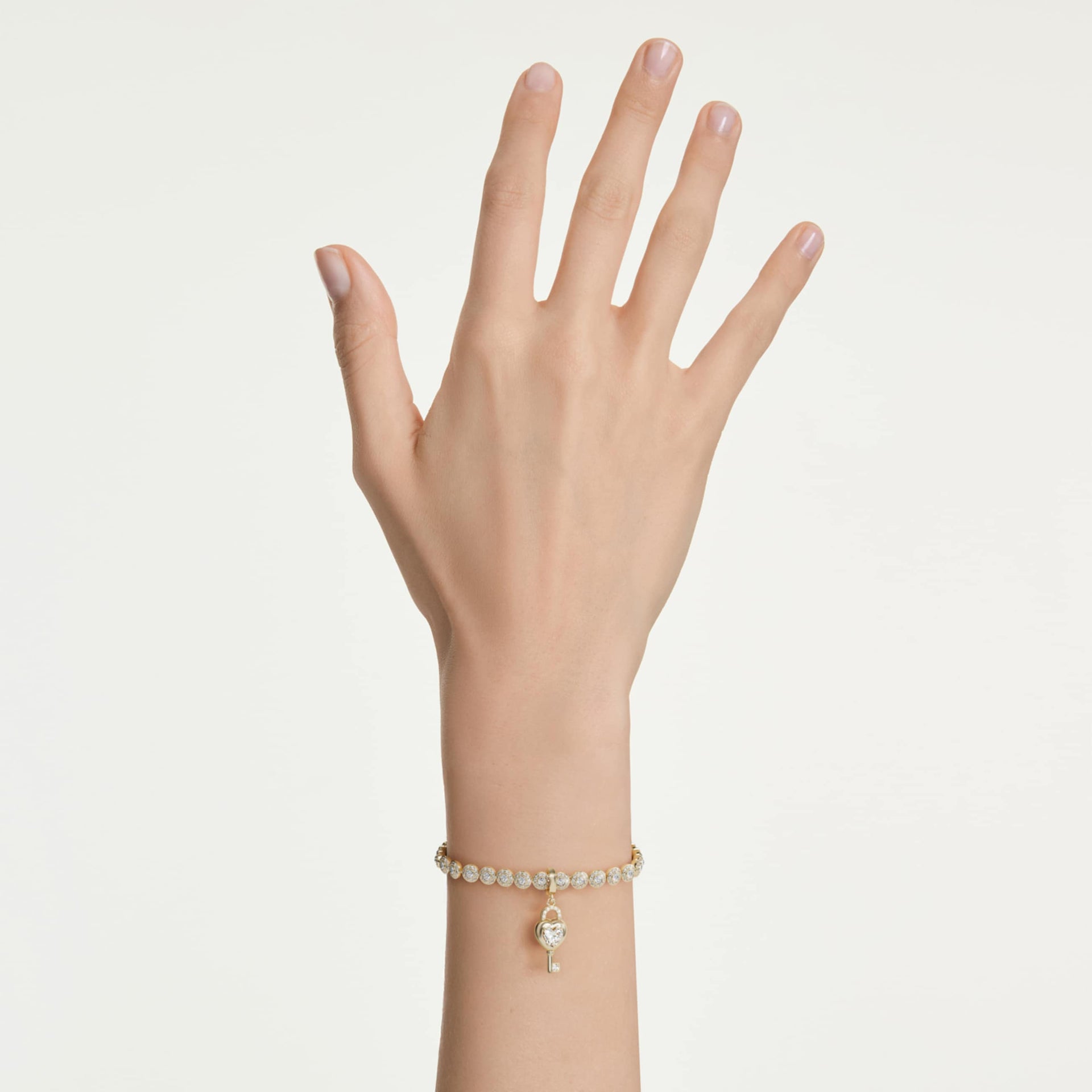 IDYLLIA CHARM MIXED CUTS HEART WITH KEY WHITE GOLD TONE PLATED