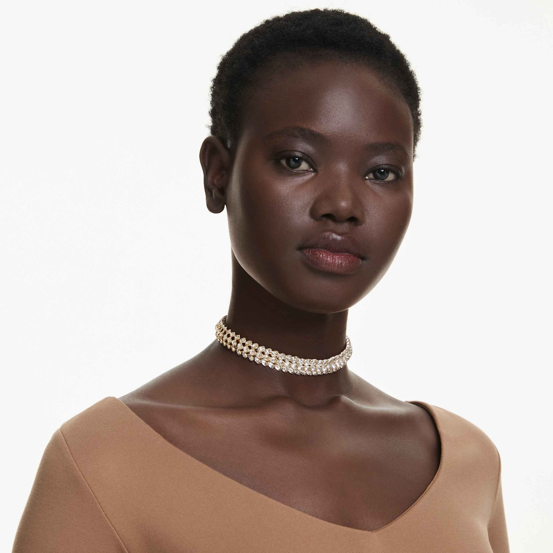 IDYLLIA CHOKER OVAL CUT WHITE GOLD TONE PLATED