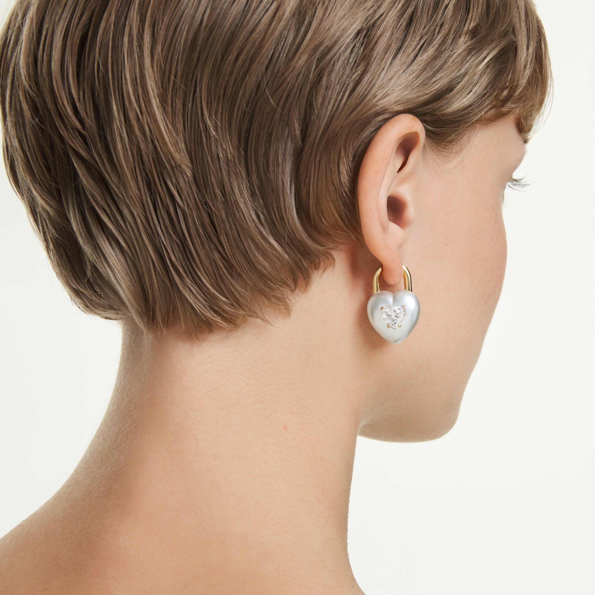 IDYLLIA DROP EARRINGS MIXED CUTS HEART WHITE GOLD TONE PLATED