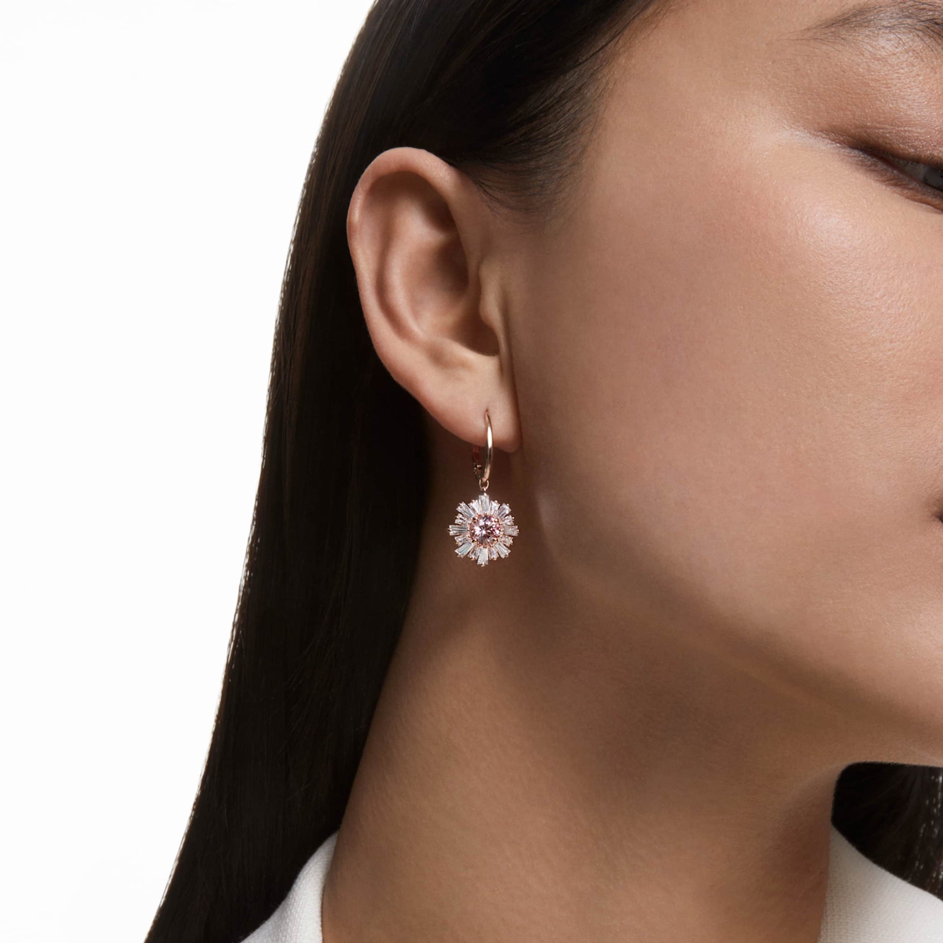 IDYLLIA DROP EARRINGS MIXED CUTS SUN PINK ROSE GOLD TONE PLATED