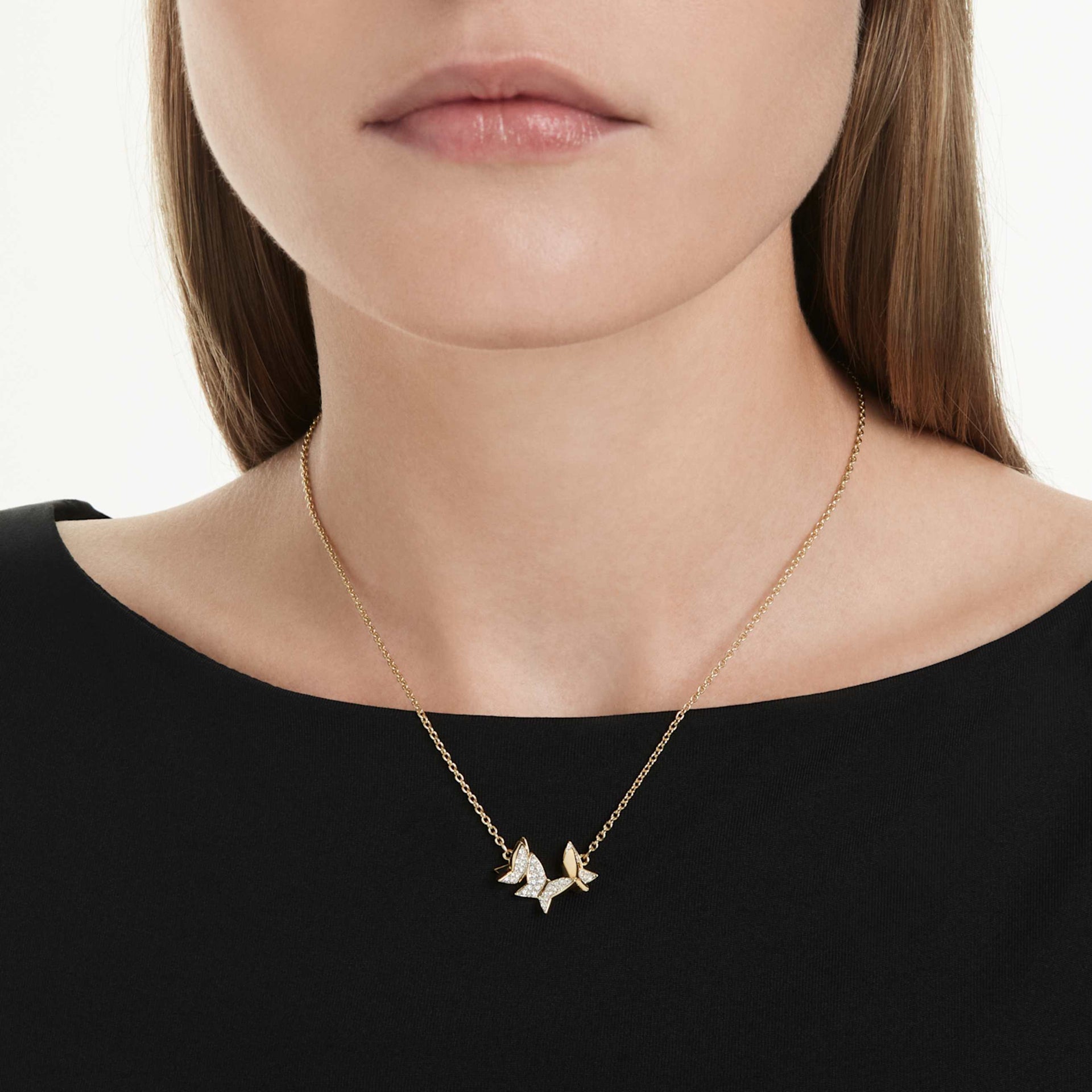 IDYLLIA LILIA NECKLACE BUTTERFLY WHITE GOLD TONE PLATED