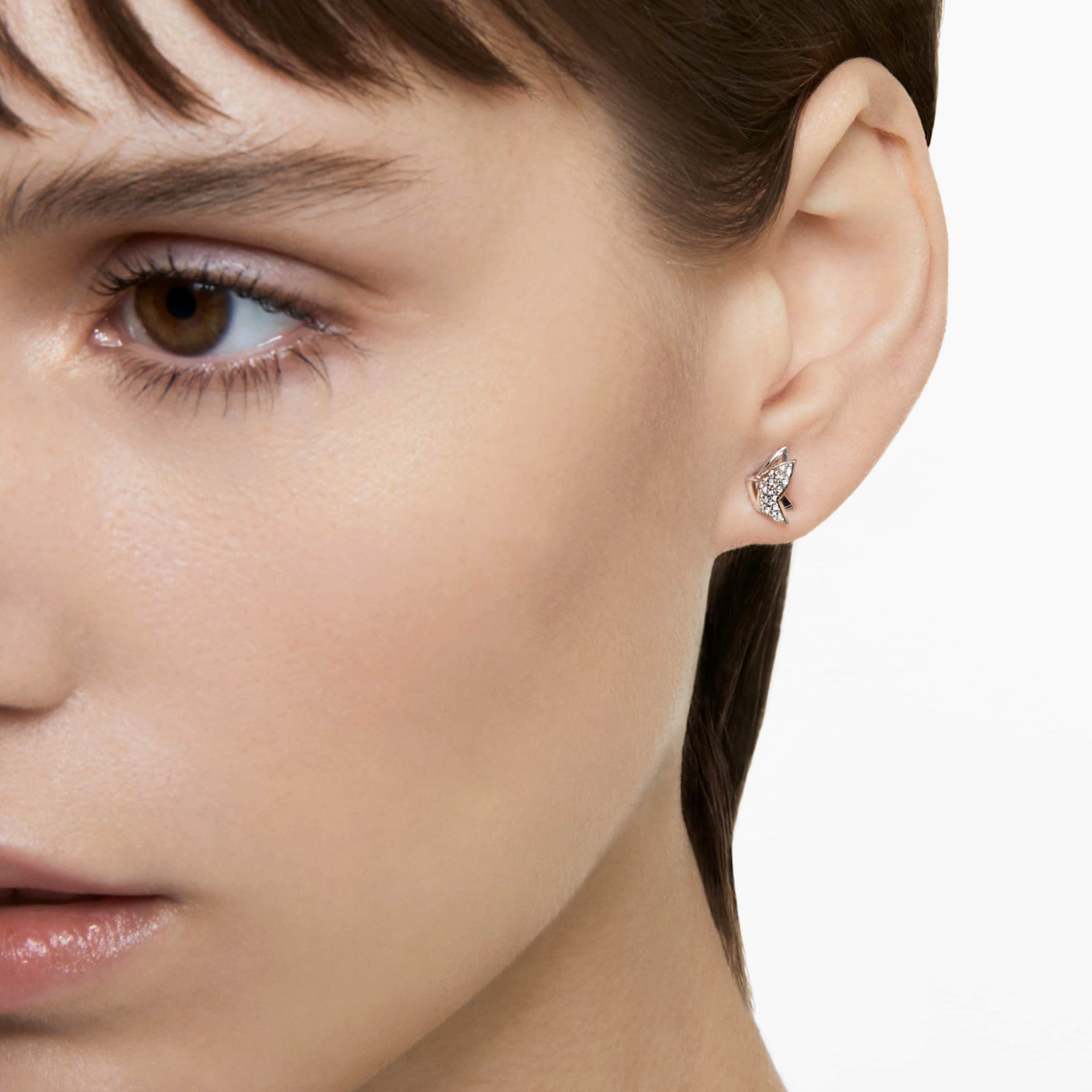 IDYLLIA LILIA STUD EARRINGS BUTTERFLY WHITE RHODIUM PLATED