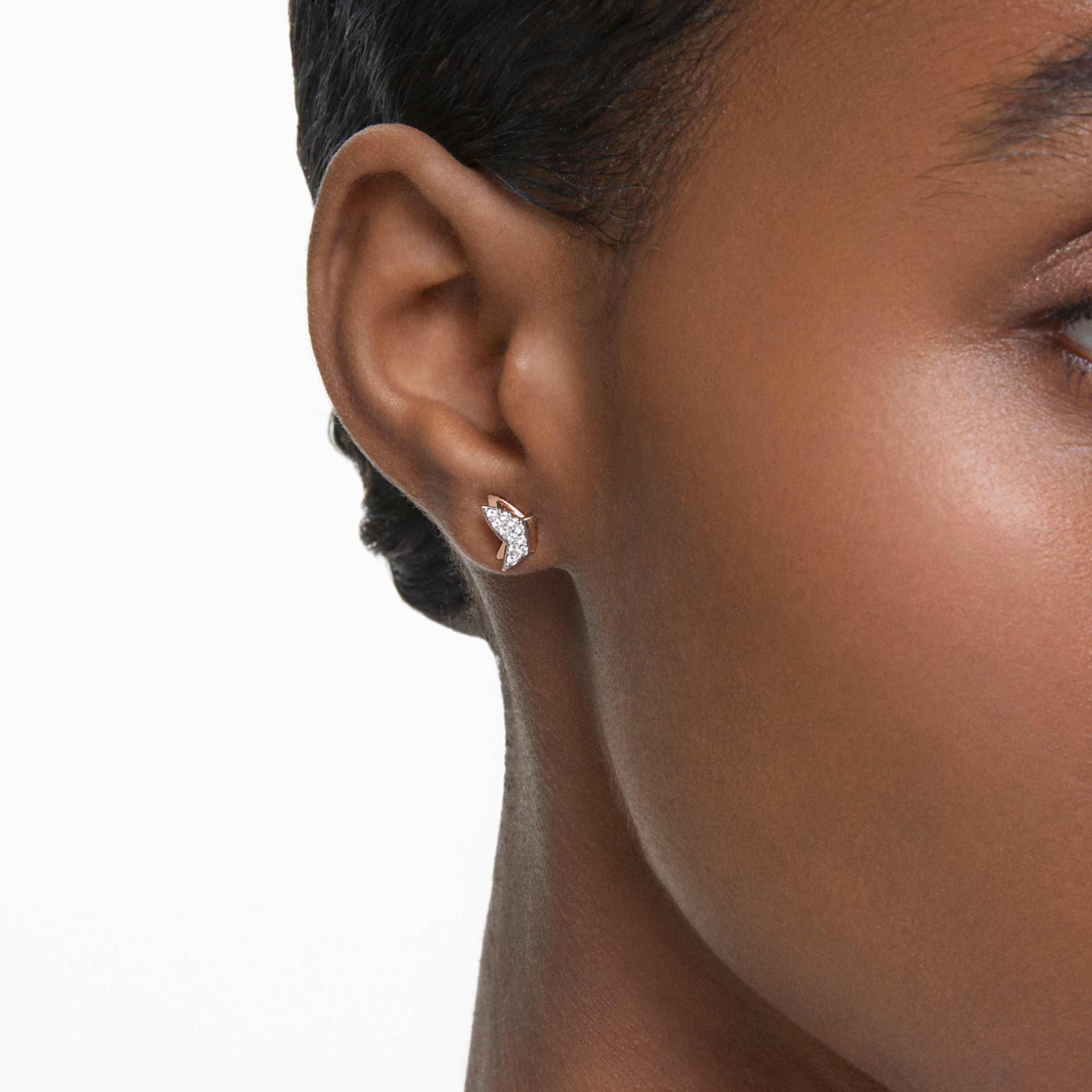 IDYLLIA LILIA STUD EARRINGS BUTTERFLY WHITE ROSE GOLD TONE PLATED