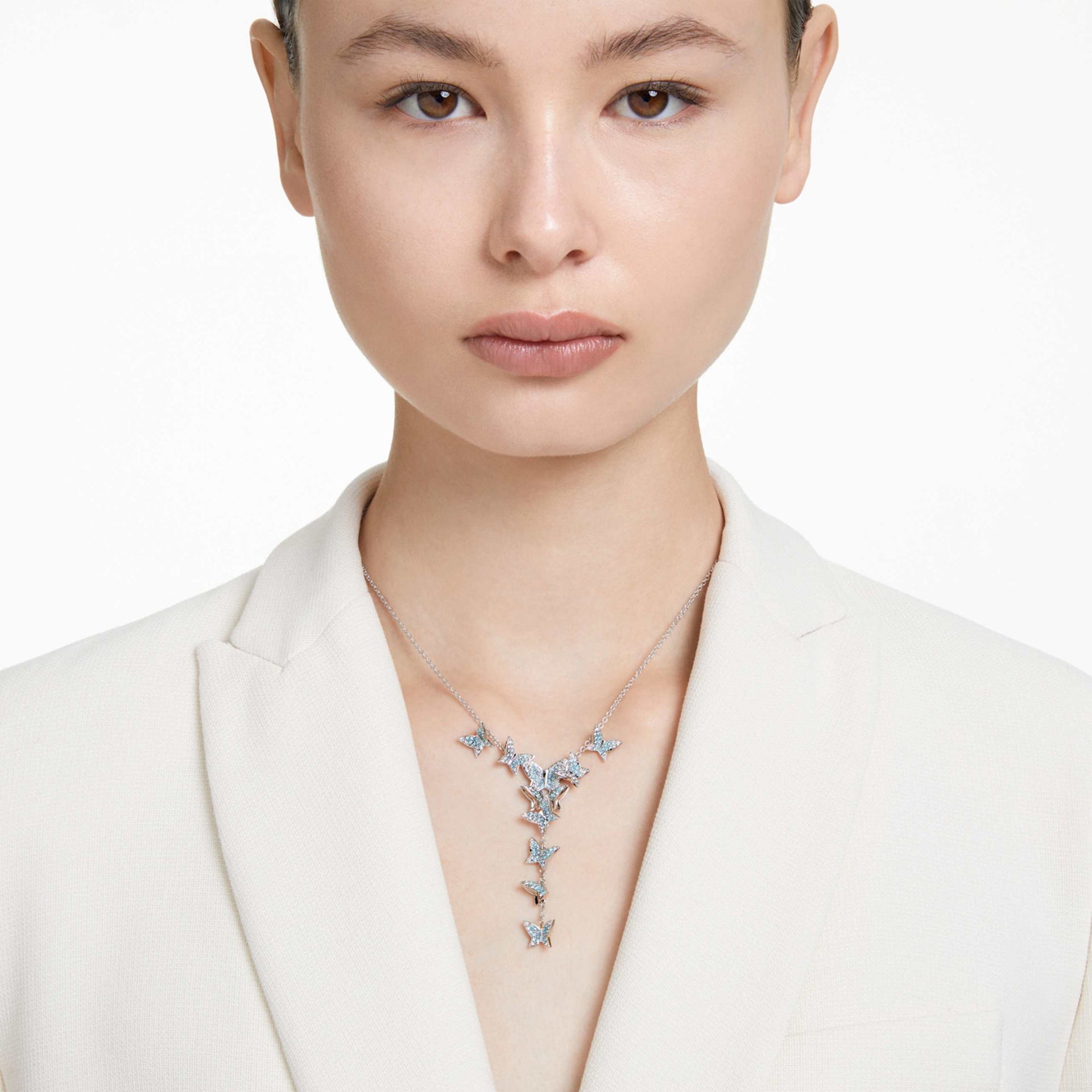 IDYLLIA LILIA Y NECKLACE BUTTERFLY BLUE RHODIUM PLATED