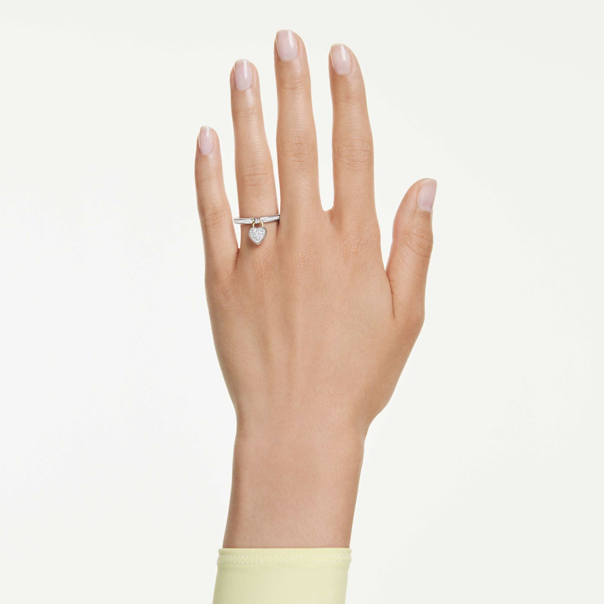 IDYLLIA MOTIF RING MIXED CUTS HEART PINK MIXED METAL FINISH