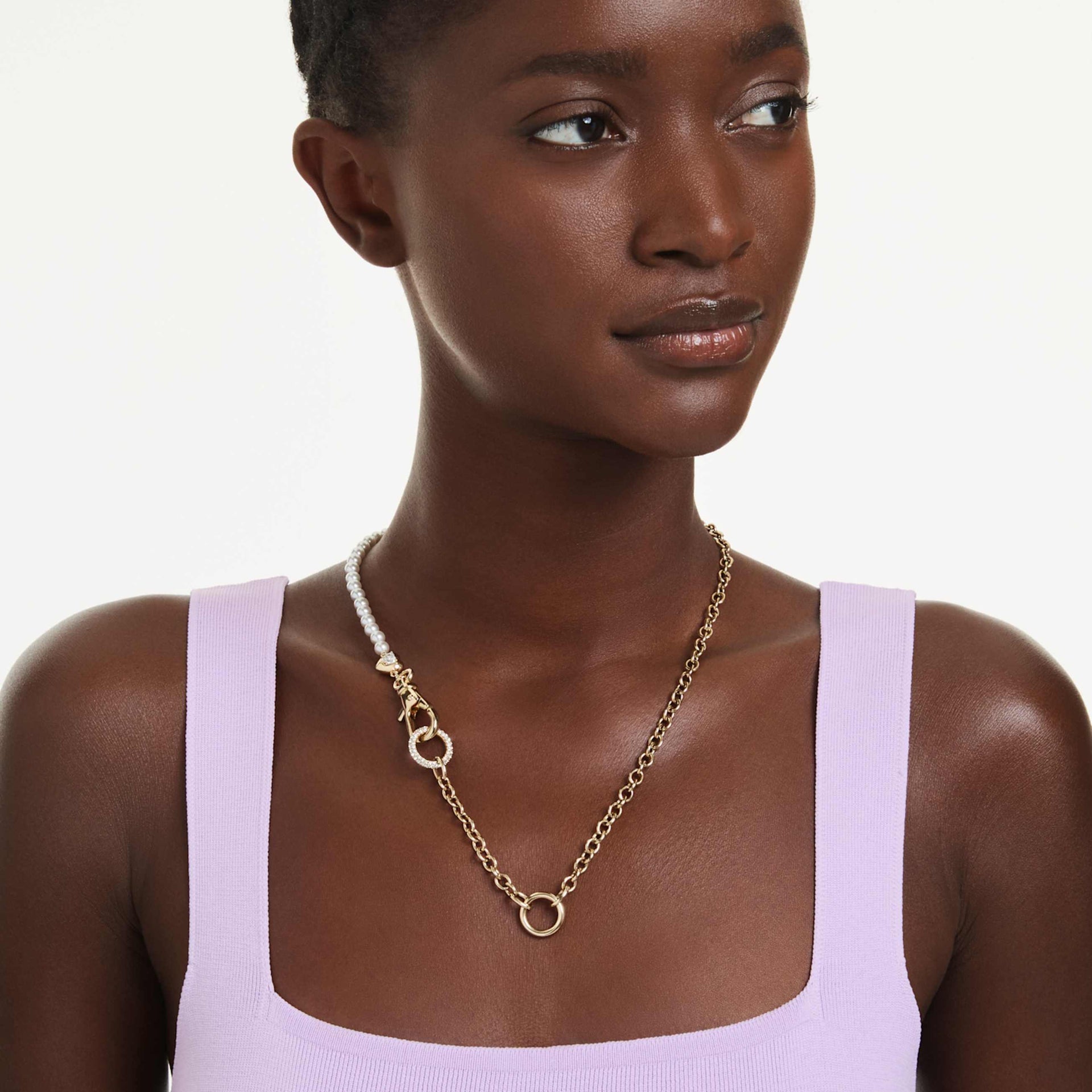 IDYLLIA NECKLACE CRYSTAL PEARL WHITE GOLD TONE PLATED