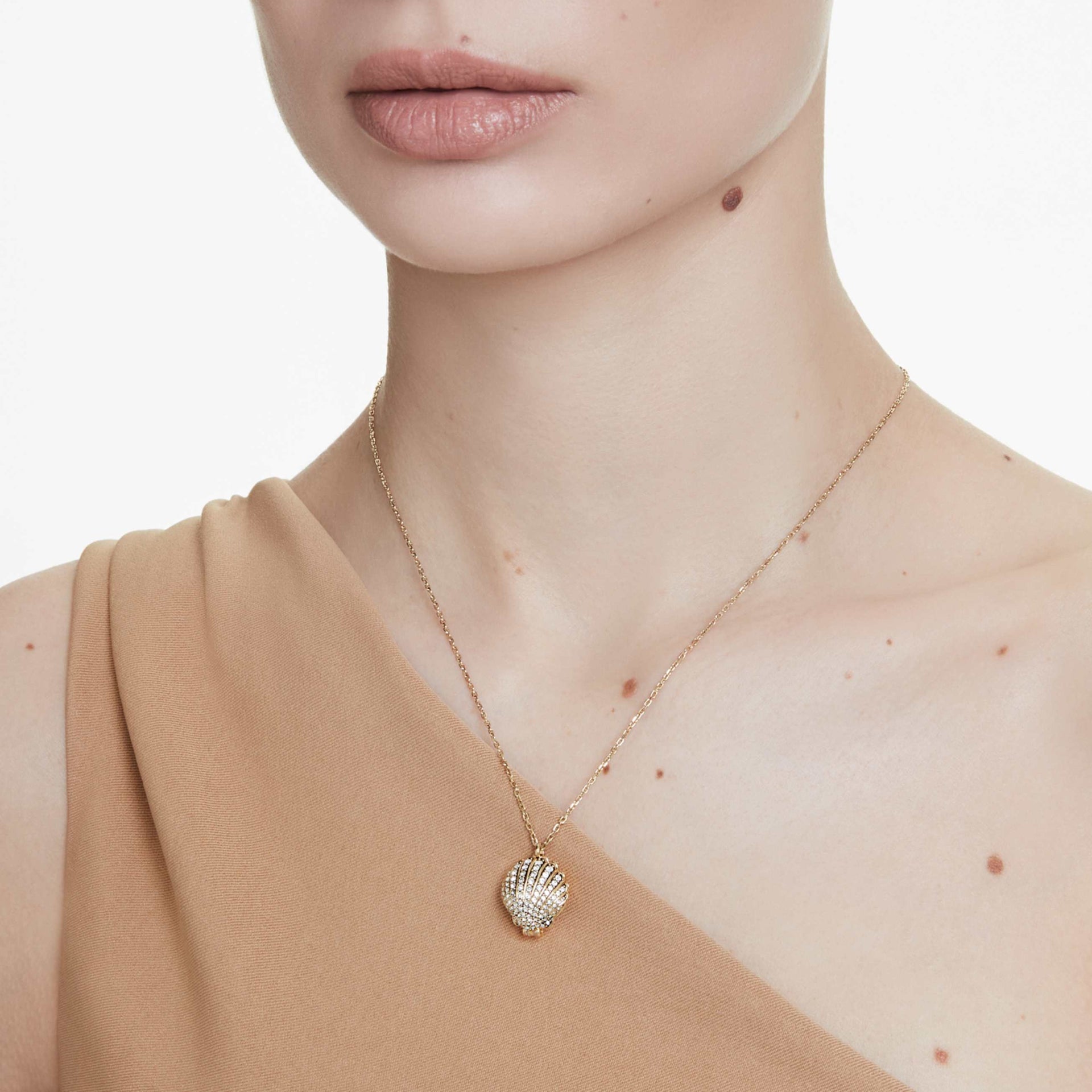 IDYLLIA PENDANT CRYSTAL PEARL SHELL WHITE GOLD TONE PLATED