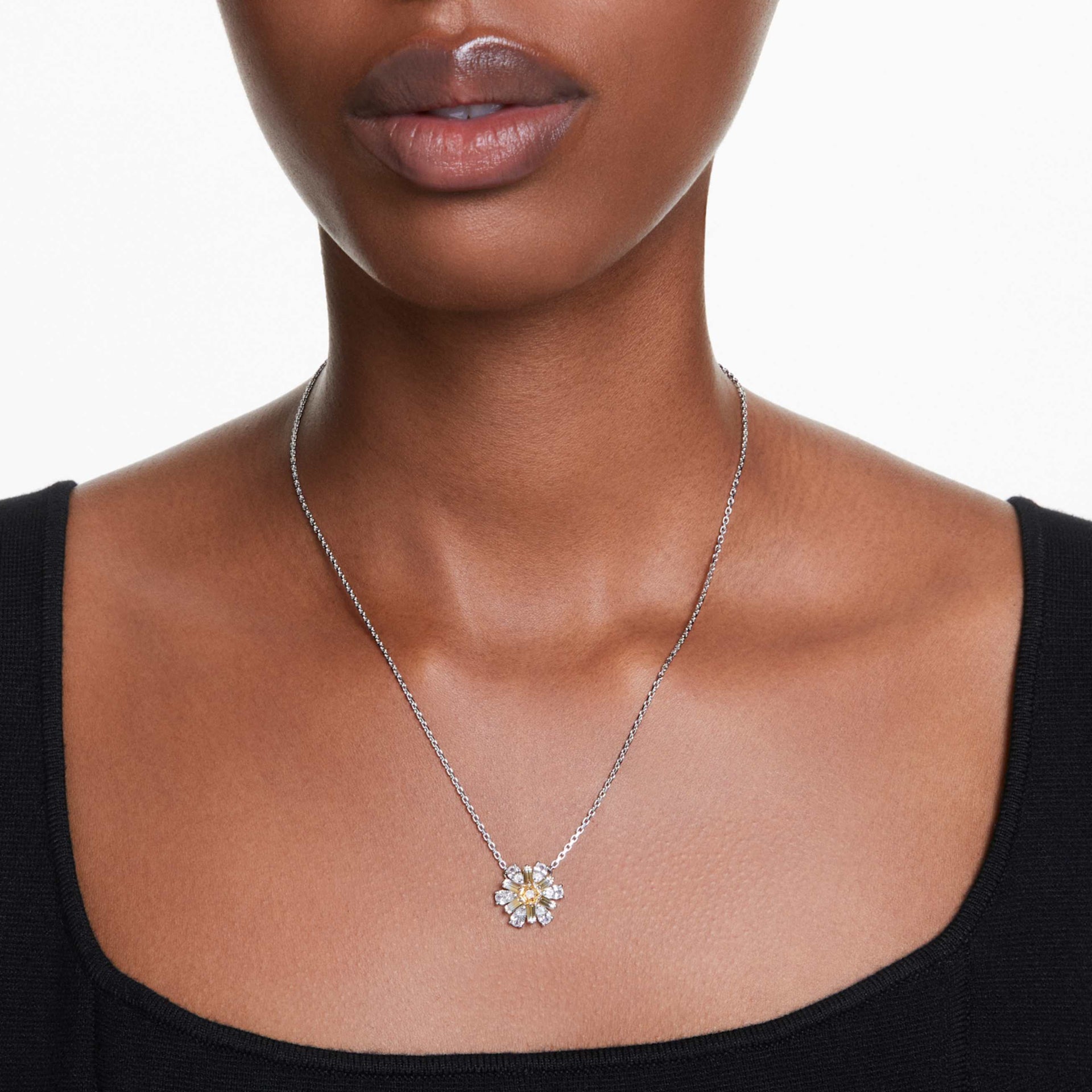 IDYLLIA PENDANT FLOWER YELLOW RHODIUM PLATED