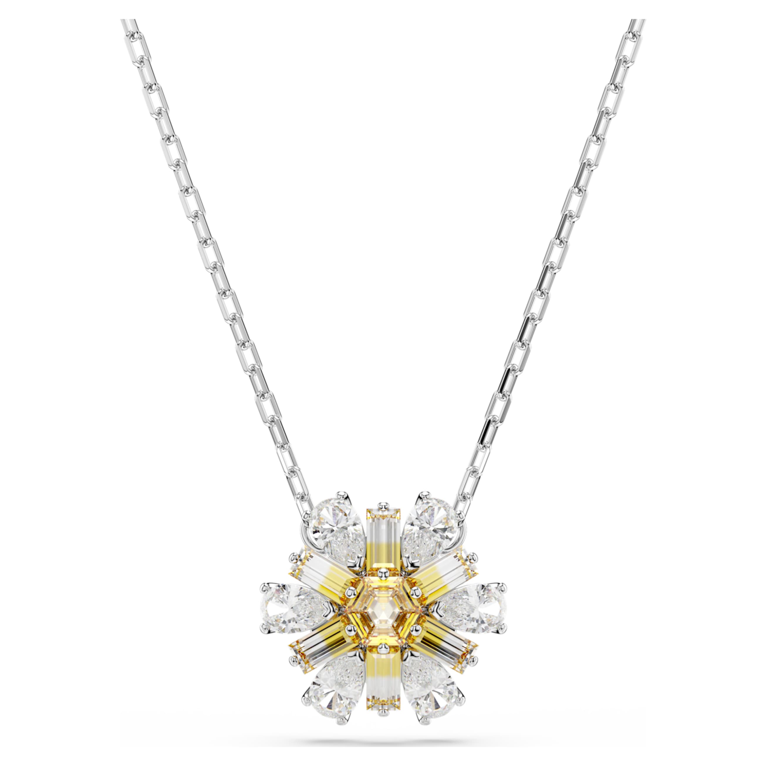 IDYLLIA PENDANT FLOWER YELLOW RHODIUM PLATED