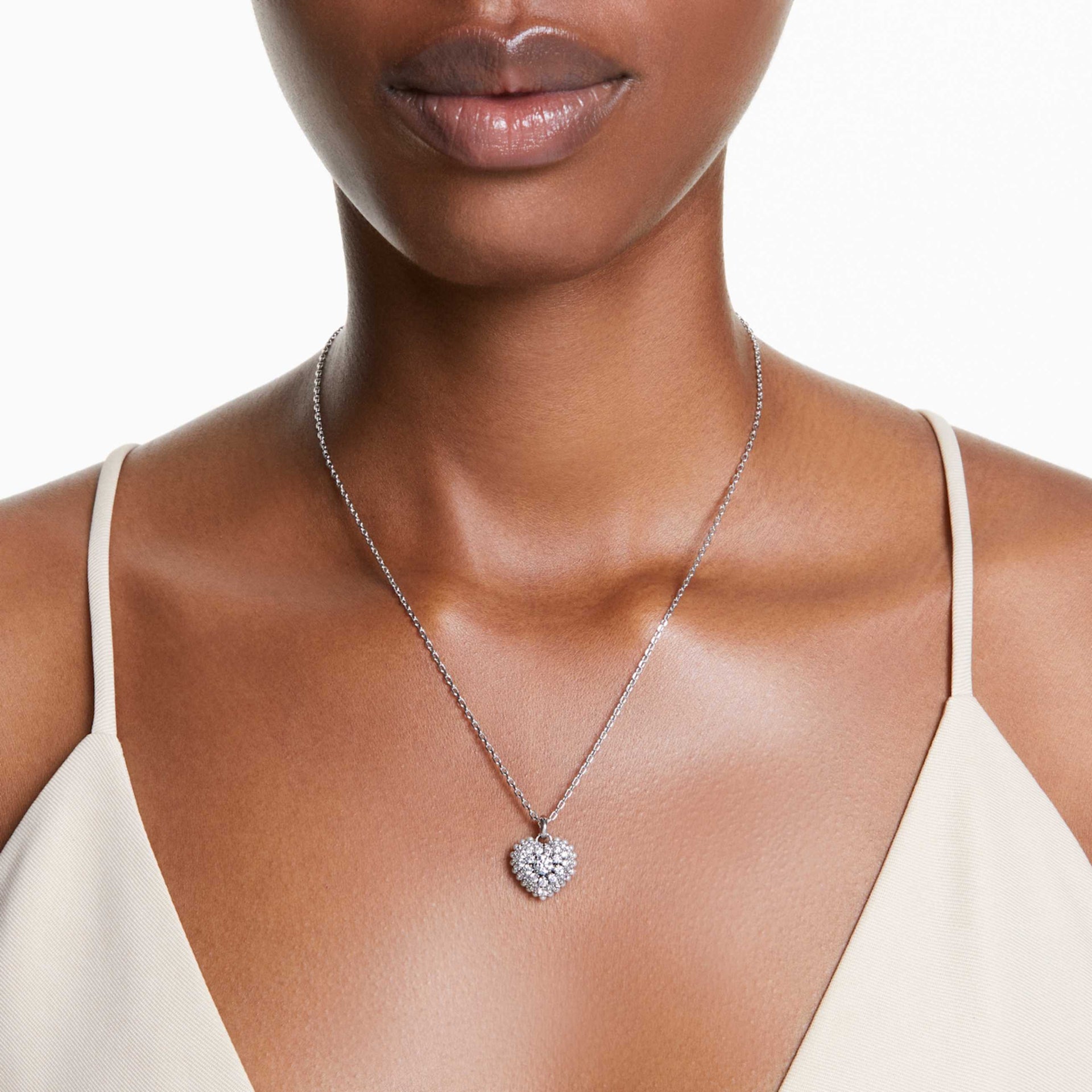 IDYLLIA PENDANT HEART WHITE RHODIUM PLATED