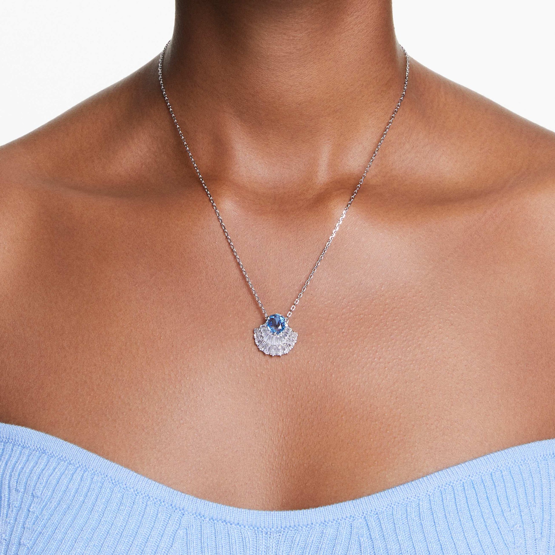 IDYLLIA PENDANT SHELL BLUE RHODIUM PLATED